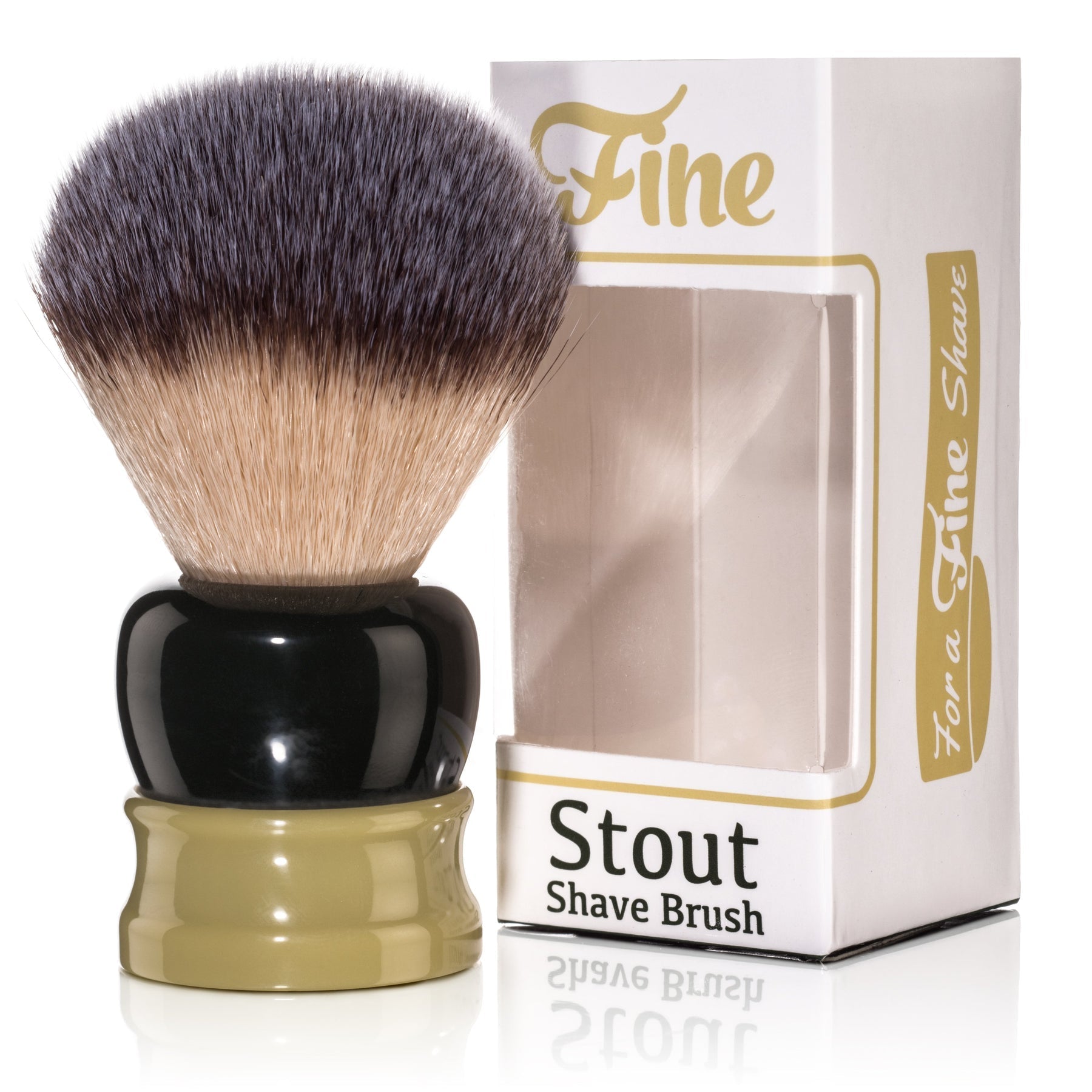 Fine Accoutrements Stout Synthetic Bristle Shaving Brush - Green & Gold