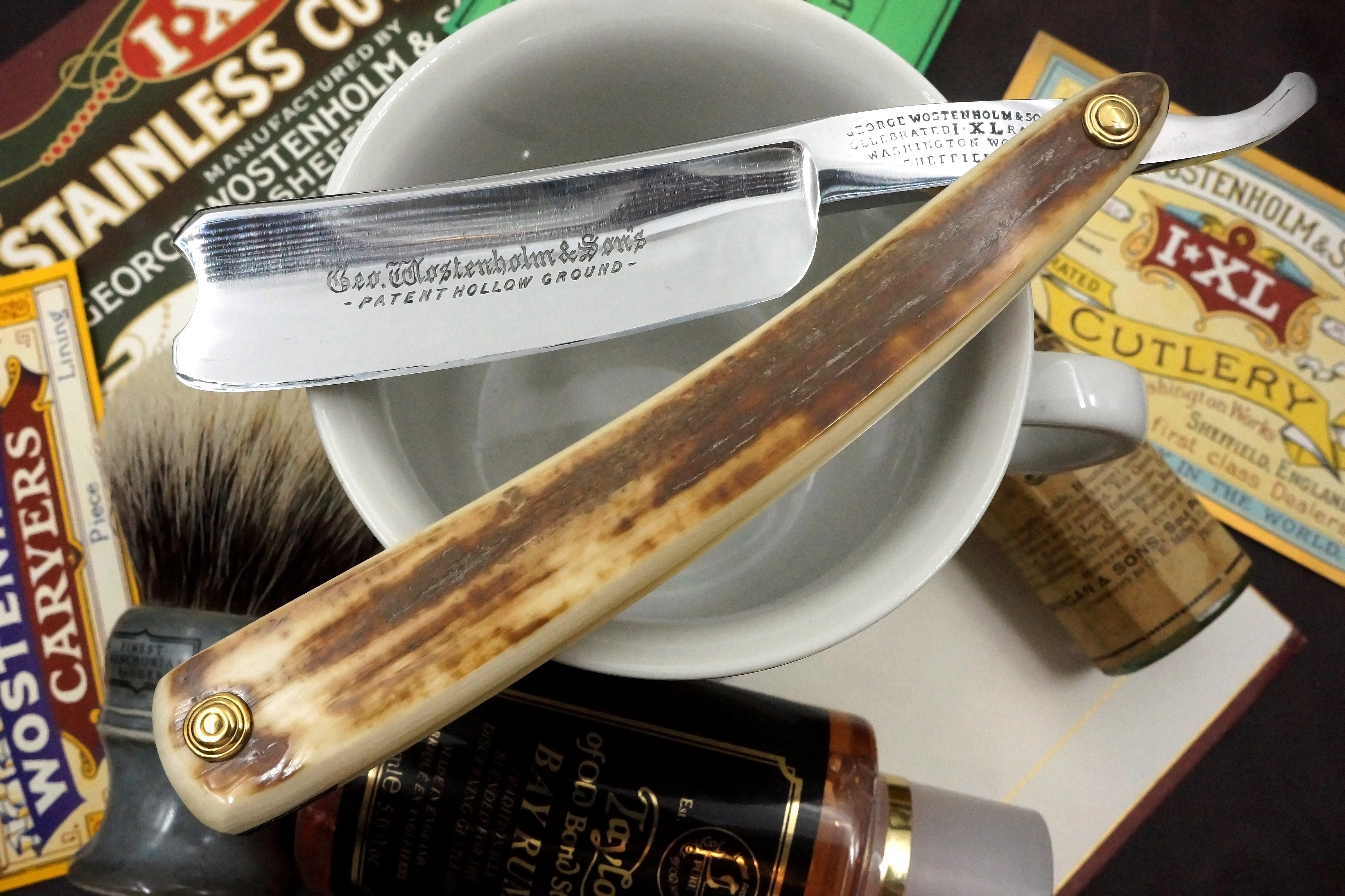 George Wostenholm "Patent Hollow Ground" 15/16 Blade with Mammoth Ivory Scales Sheffield Straight Razor - Shave Ready