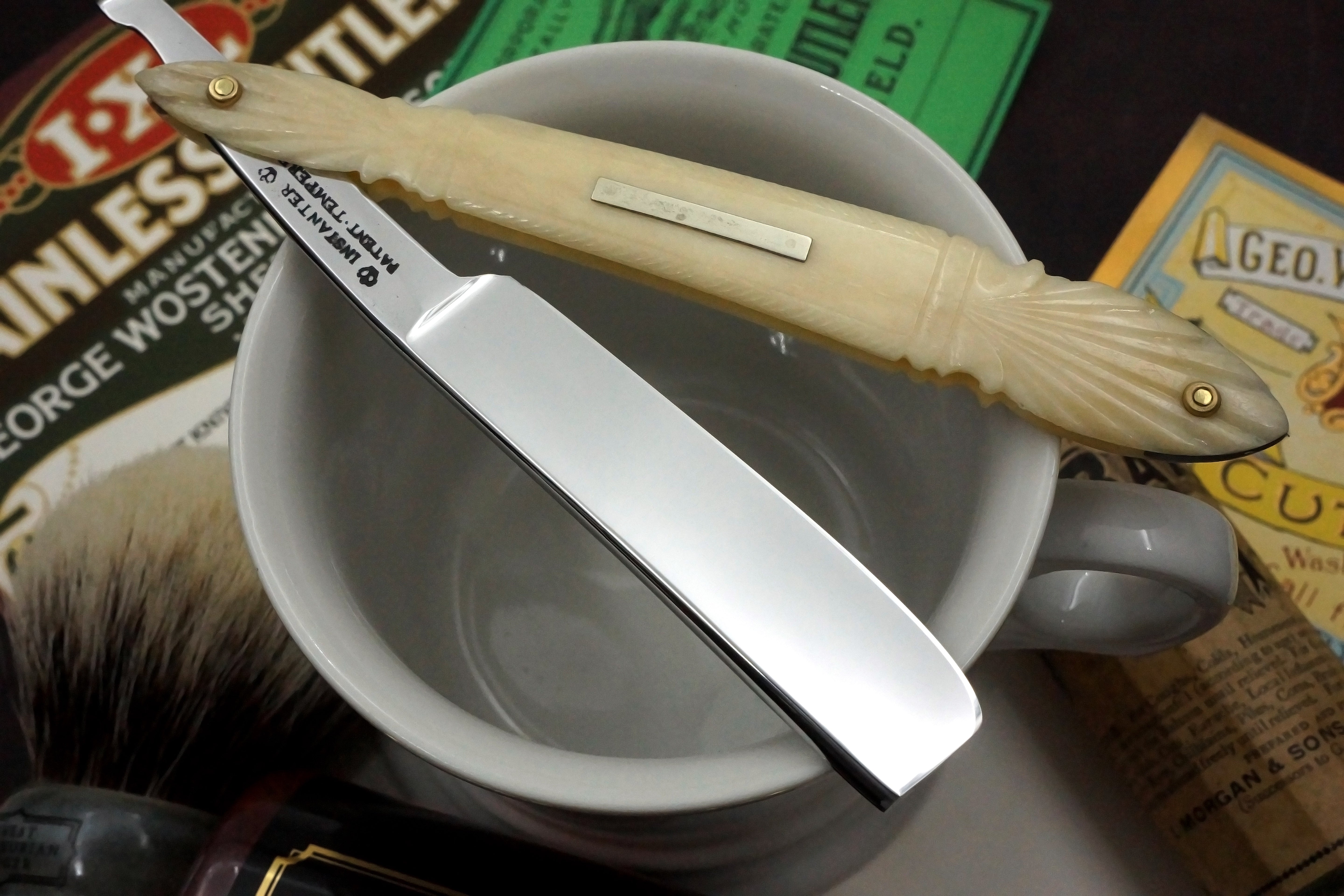 Instanter "Patent Tempered" - Restored 11/16 Vintage Sheffield Straight Razor with Rare Carved Scales - Shave Ready