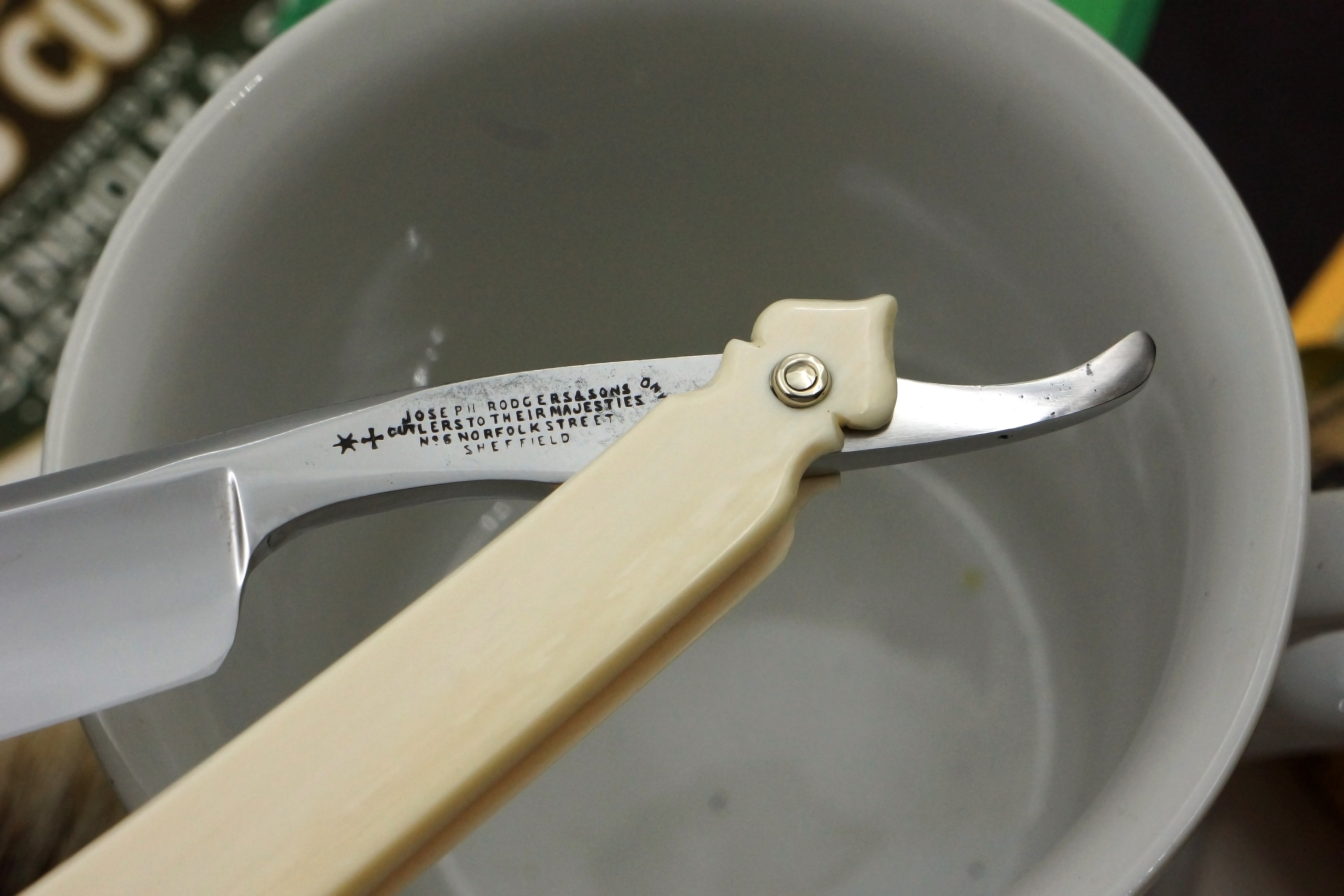 Joseph Rodgers & Sons 6/8 Blade with Carved Mammoth Ivory Scales Sheffield Straight Razor - Shave Ready