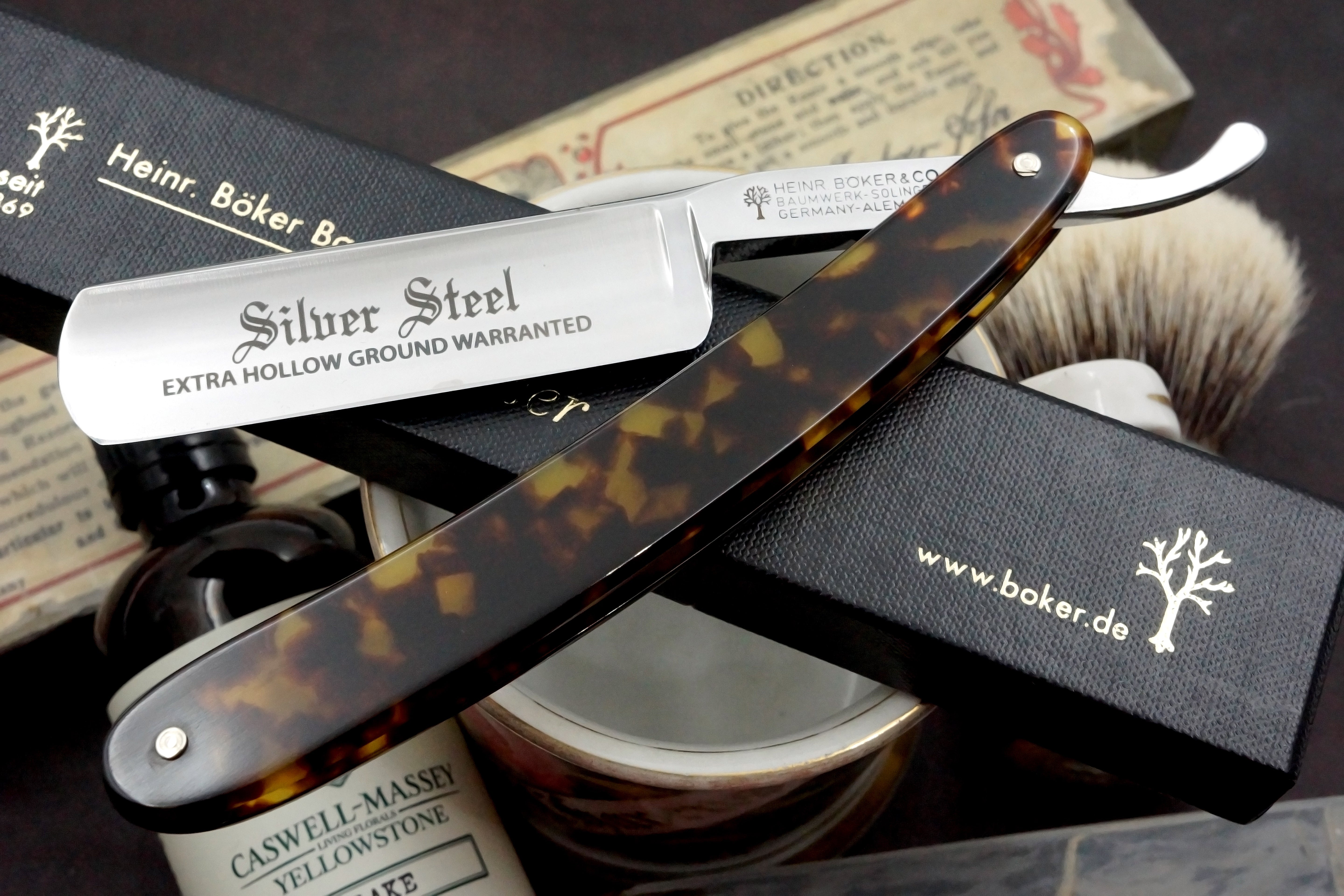 Boker "Silver Steel" 6/8 Full Hollow Blade with Wenge Scales - Preowned Solingen Straight Razor - Shave Ready