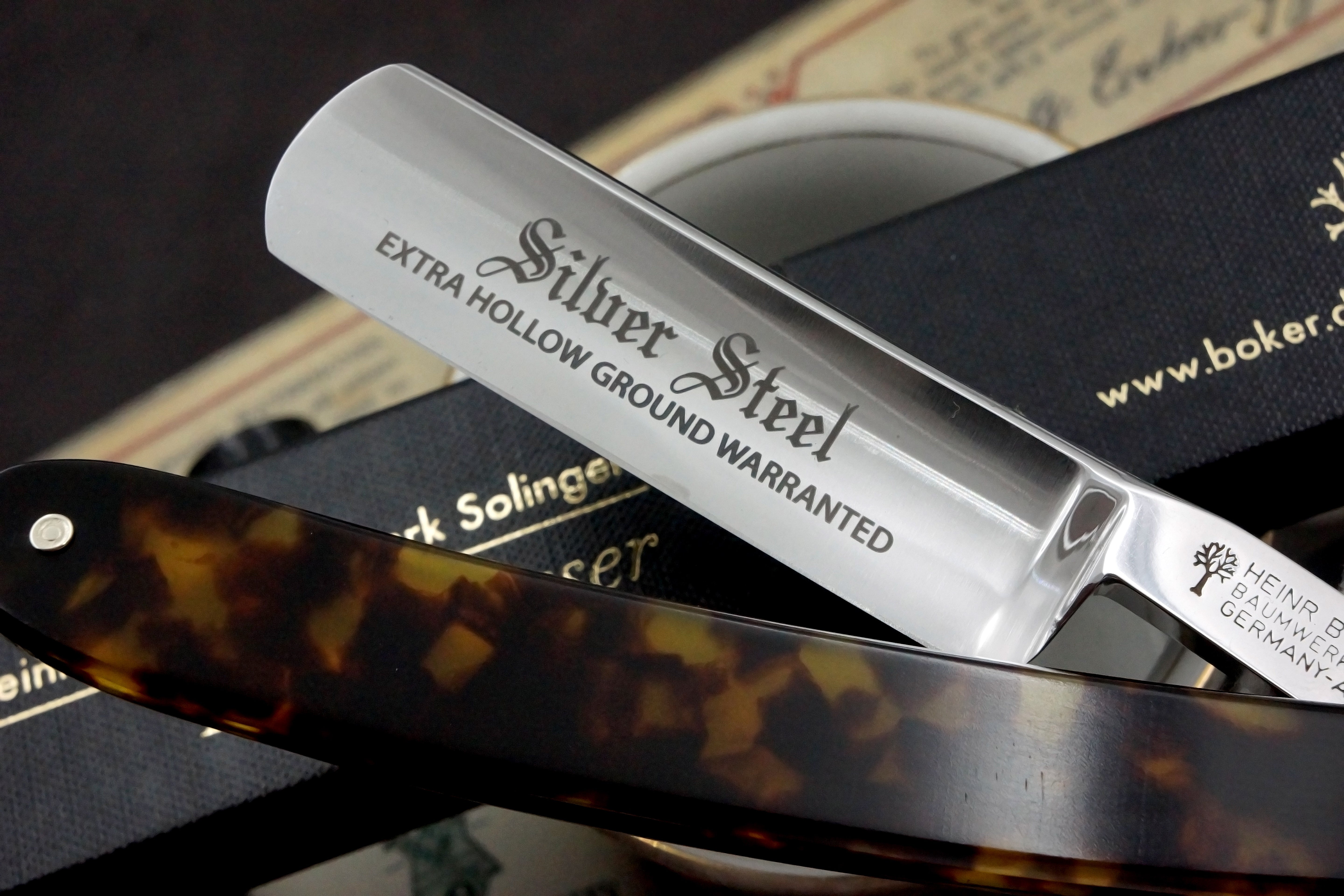 Boker "Silver Steel" 6/8 Full Hollow Blade with Wenge Scales - Preowned Solingen Straight Razor - Shave Ready