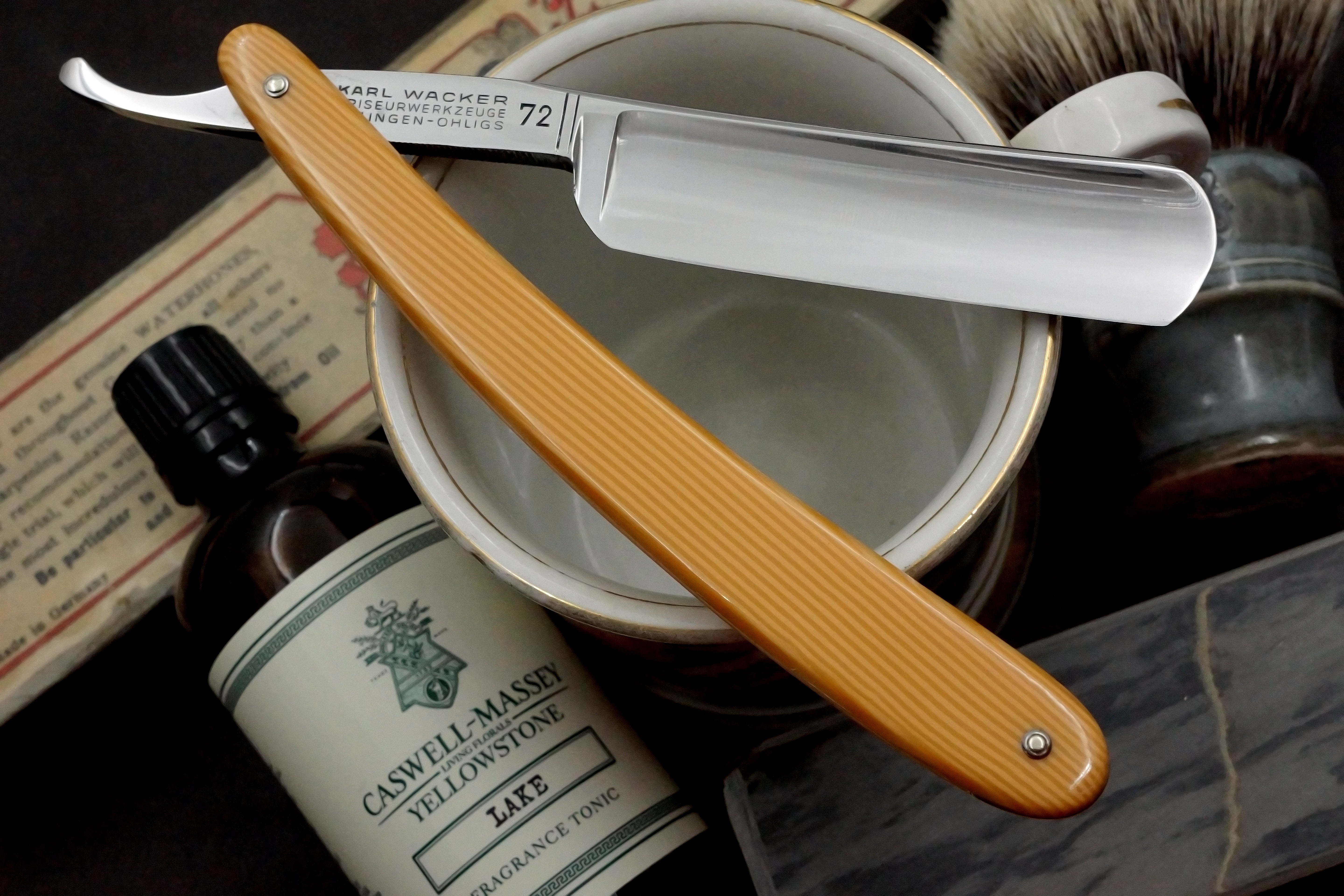 Karl Wacker "Chess" 13/16 - Rare & Excellent Full Hollow - Solingen Straight Razor - Shave Ready