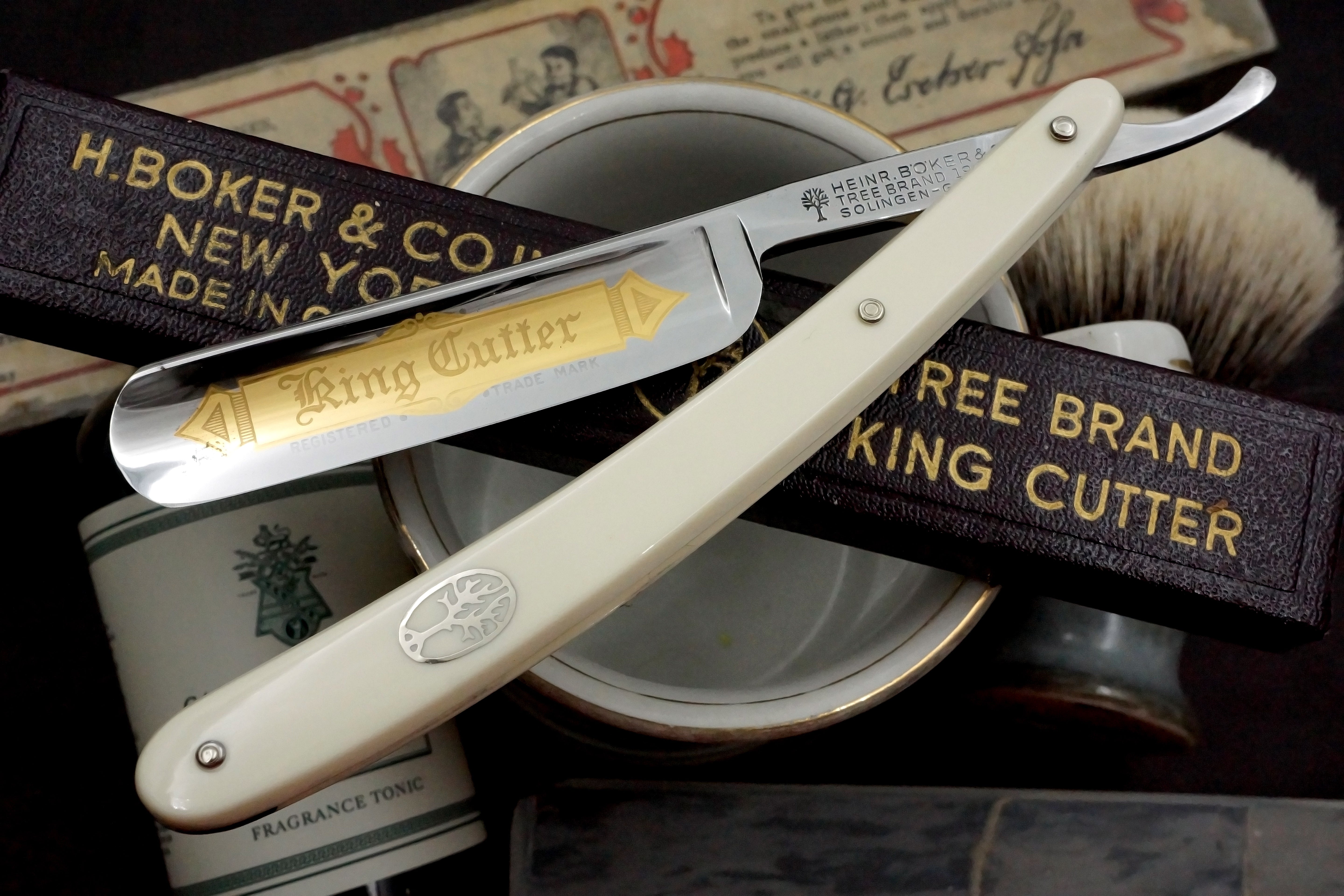 Boker King Cutter 11/16 Full Hollow Etched - Excellent Restored Vintage Solingen Straight Razor - Shave Ready