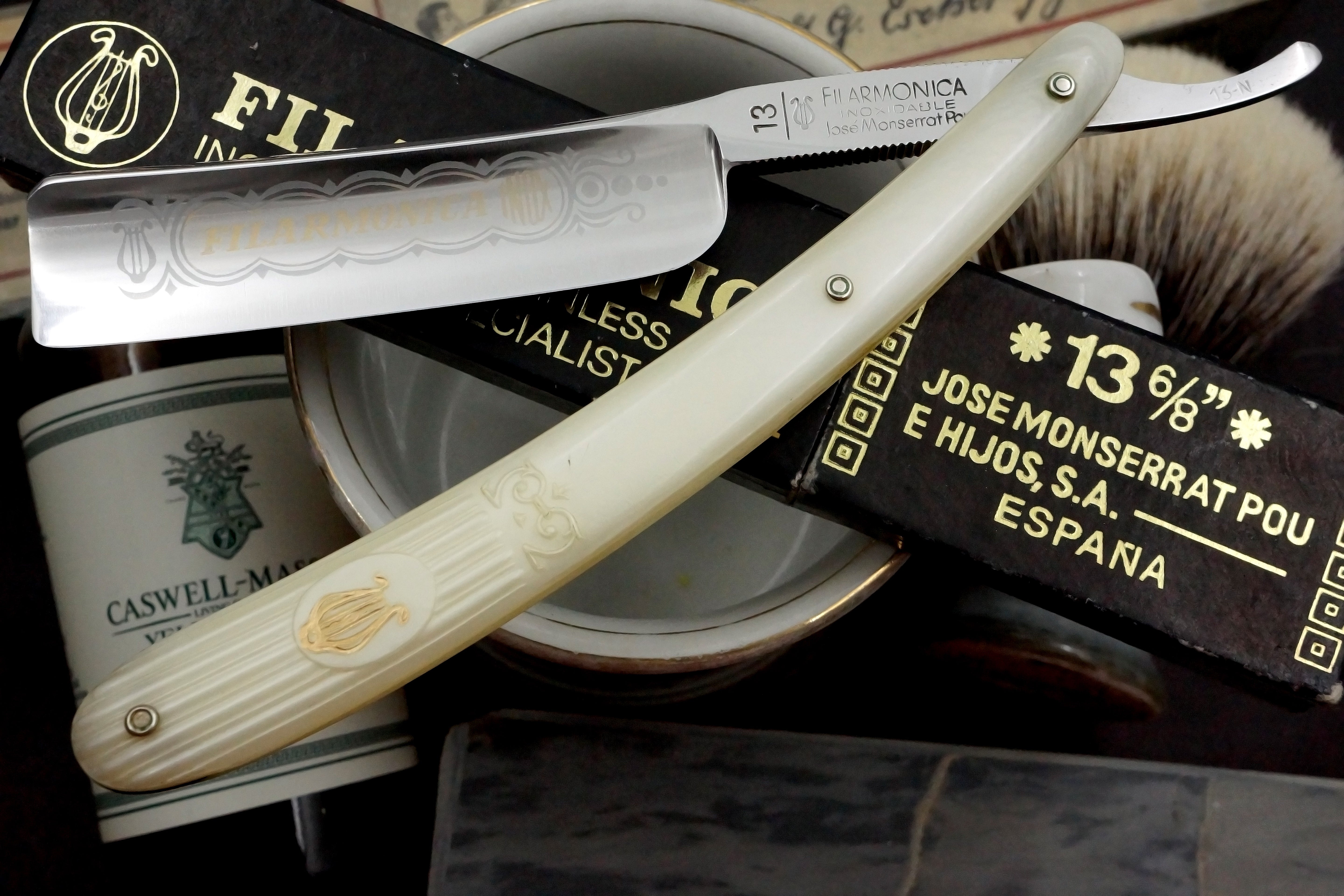 Filarmonica Inox Stainless Steel JMP No. 13 13/16 Full Hollow Blade - Near Pristine Vintage Spanish Straight Razor - Shave Ready