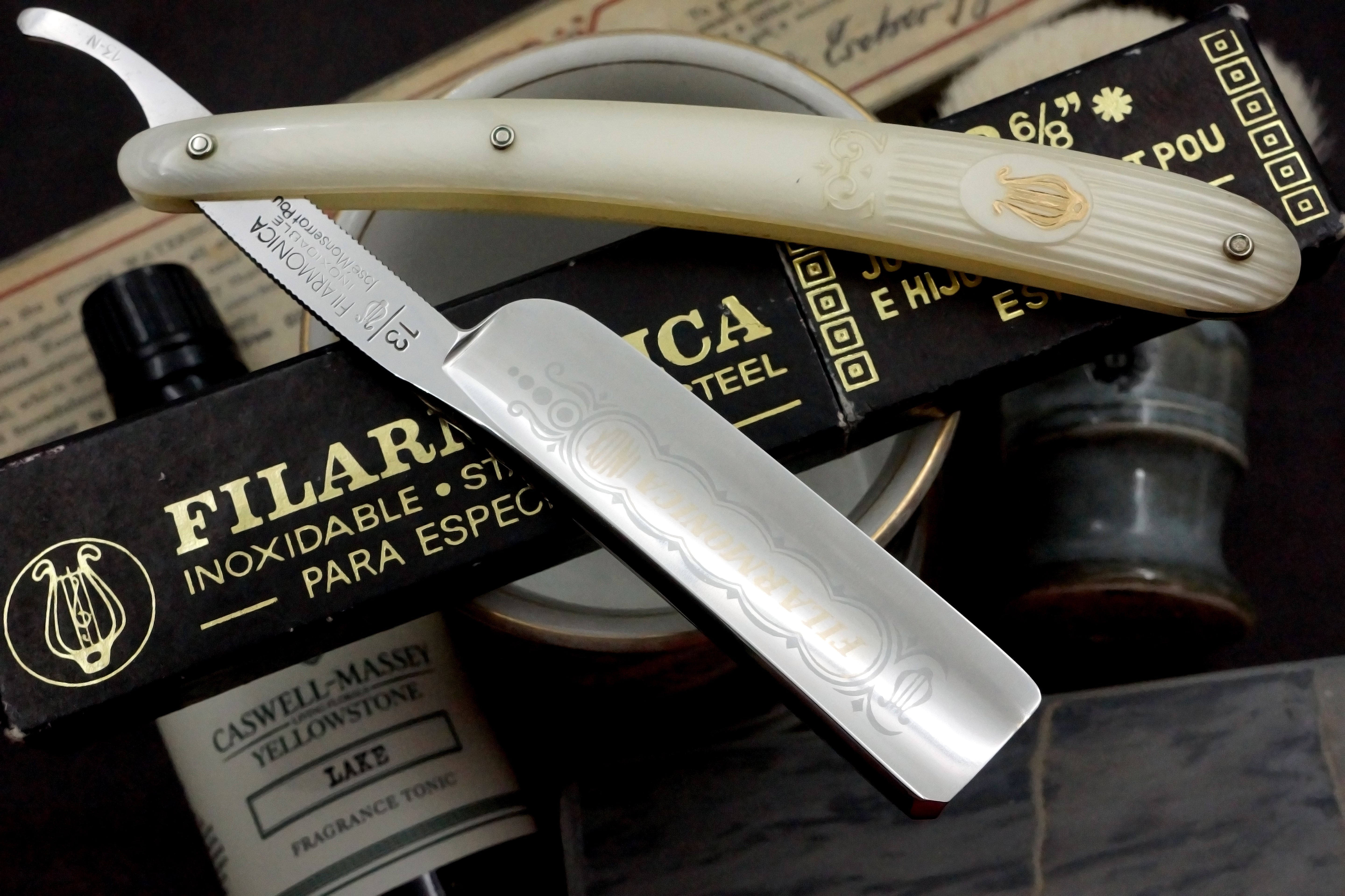 Filarmonica Inox Stainless Steel JMP No. 13 13/16 Full Hollow Blade - Near Pristine Vintage Spanish Straight Razor - Shave Ready