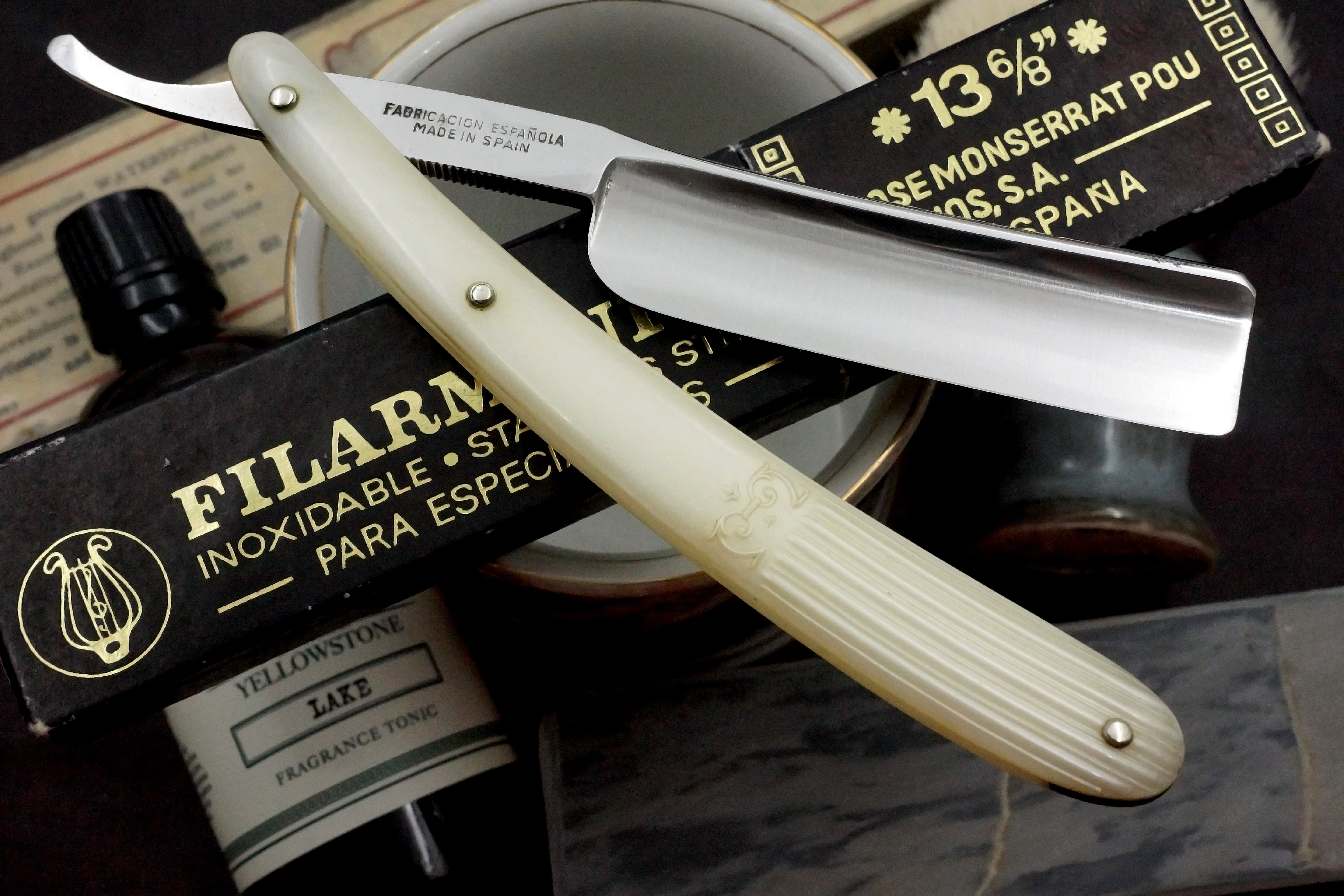 Filarmonica Inox Stainless Steel JMP No. 13 13/16 Full Hollow Blade - Near Pristine Vintage Spanish Straight Razor - Shave Ready