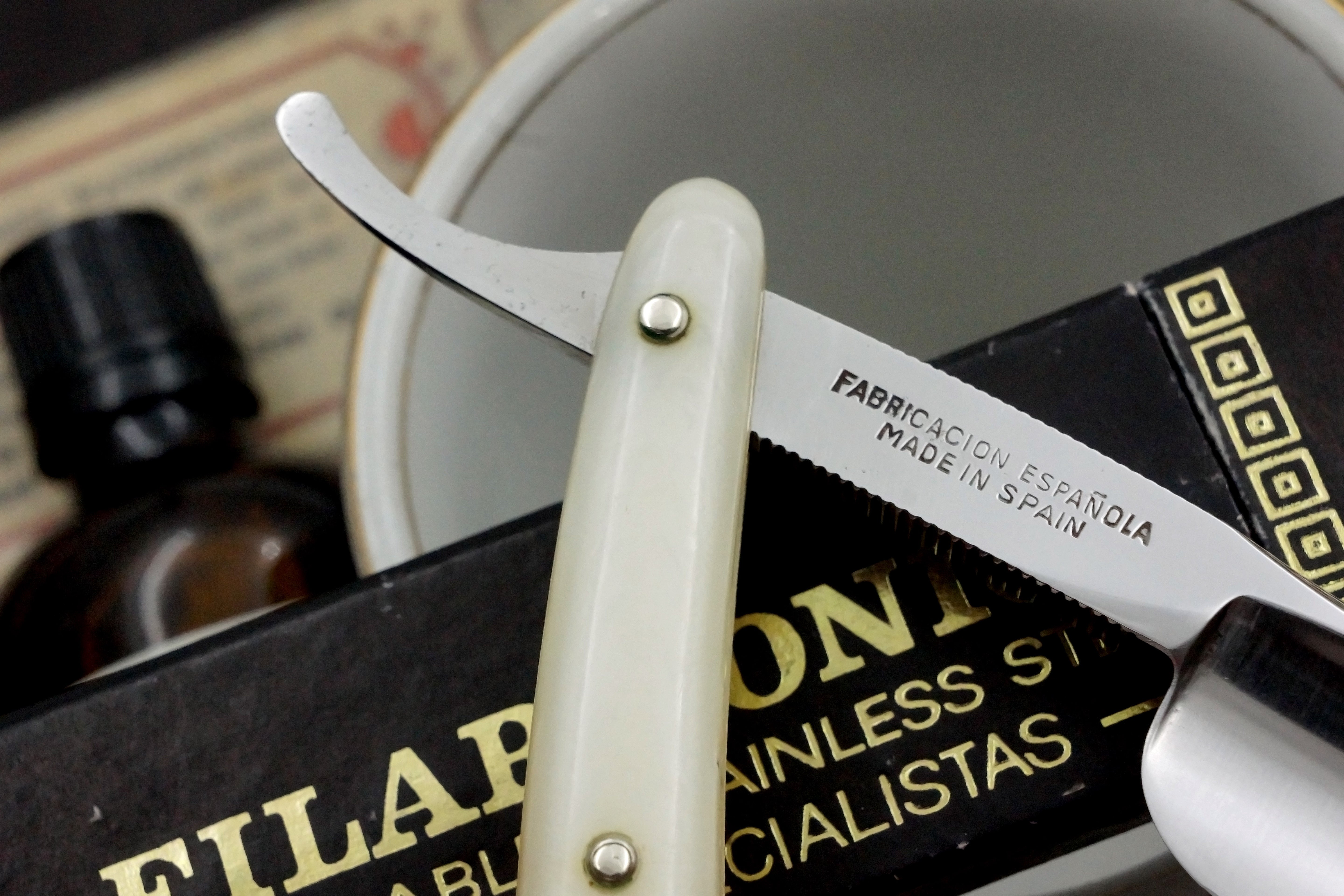 Filarmonica Inox Stainless Steel JMP No. 13 13/16 Full Hollow Blade - Near Pristine Vintage Spanish Straight Razor - Shave Ready