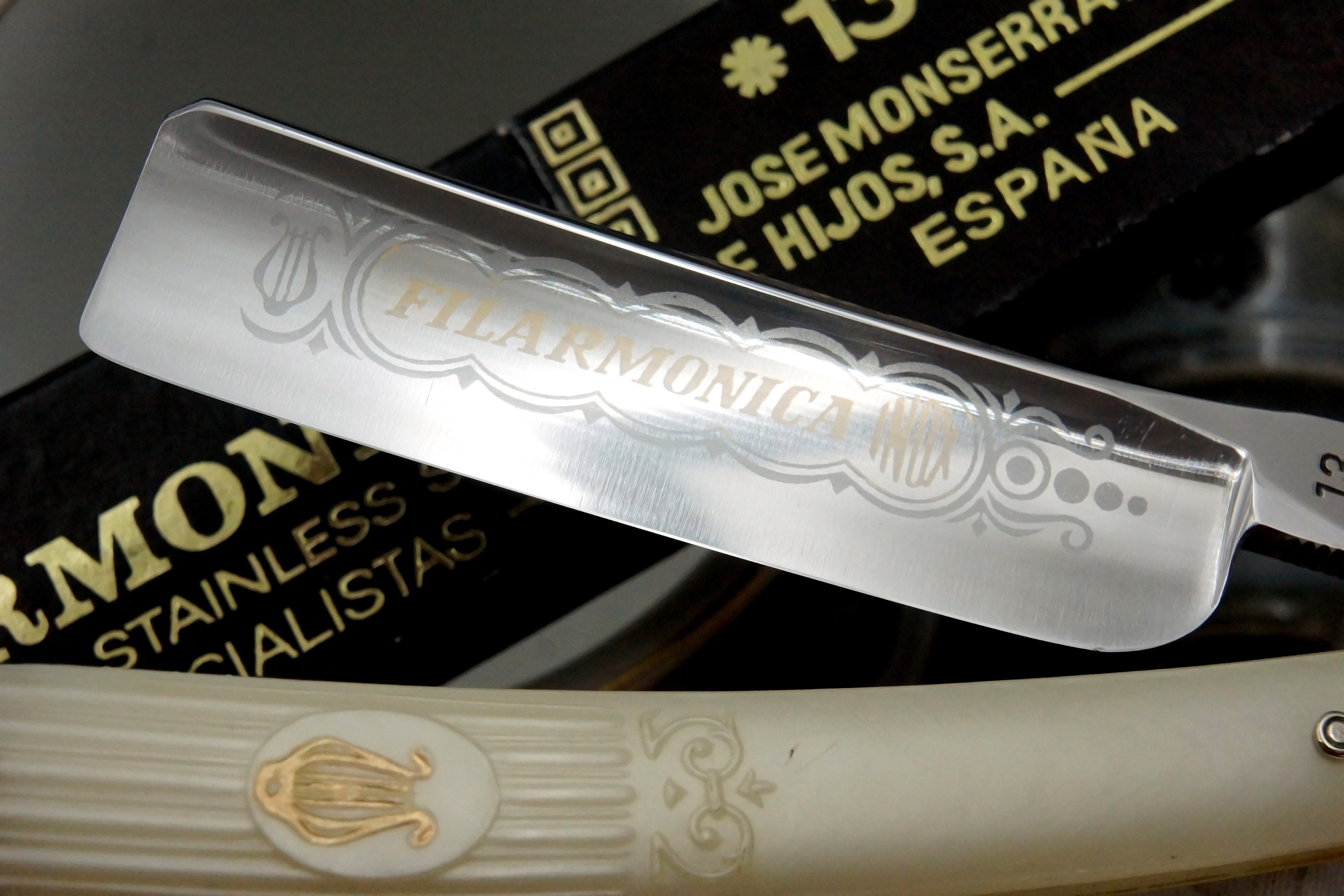 Filarmonica Inox Stainless Steel JMP No. 13 13/16 Full Hollow Blade - Near Pristine Vintage Spanish Straight Razor - Shave Ready