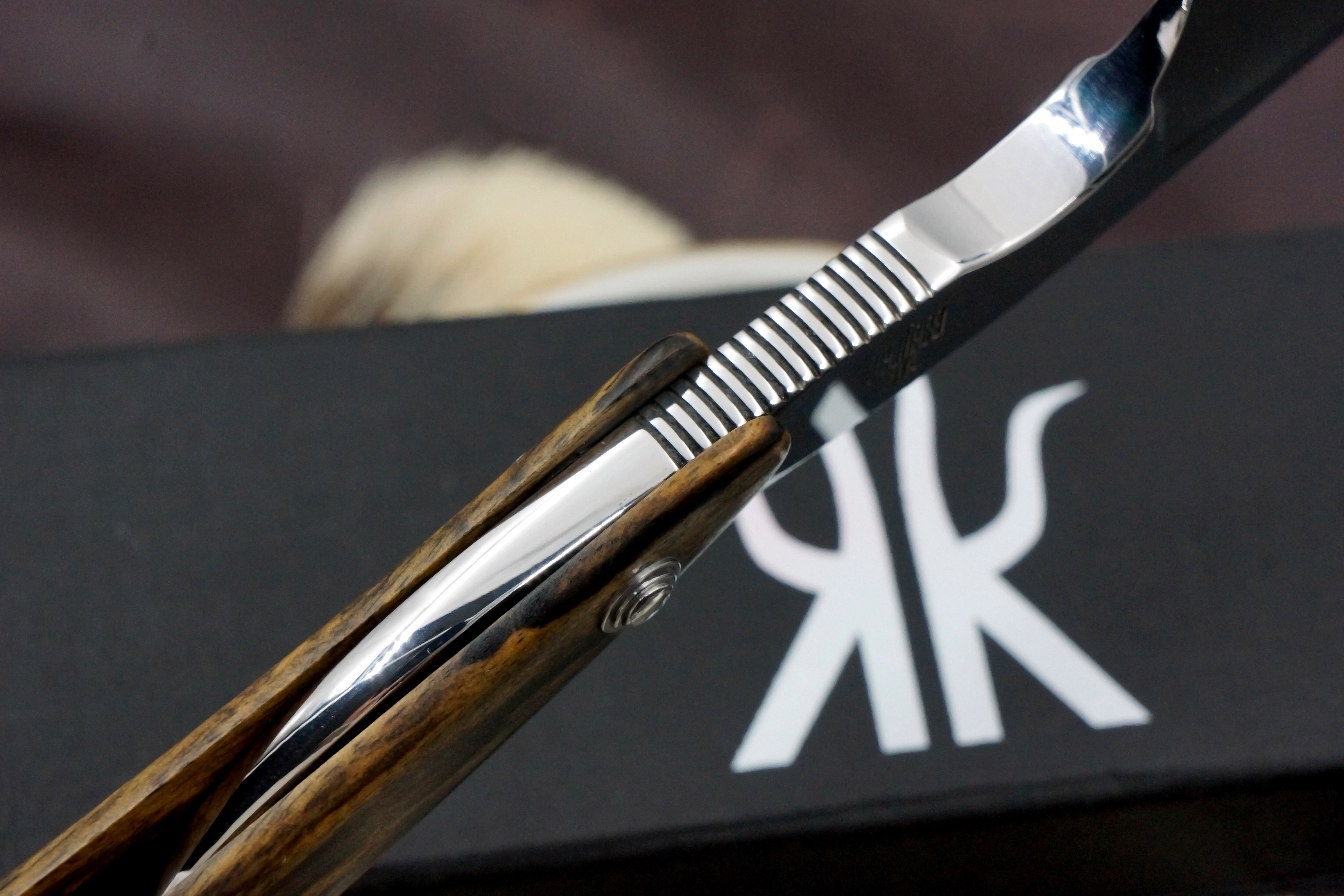 Koraat 8/8 Near Wedge Blade with Thumbnotch & Fancy Spine - Preowned Custom Straight Razor - Shave Ready