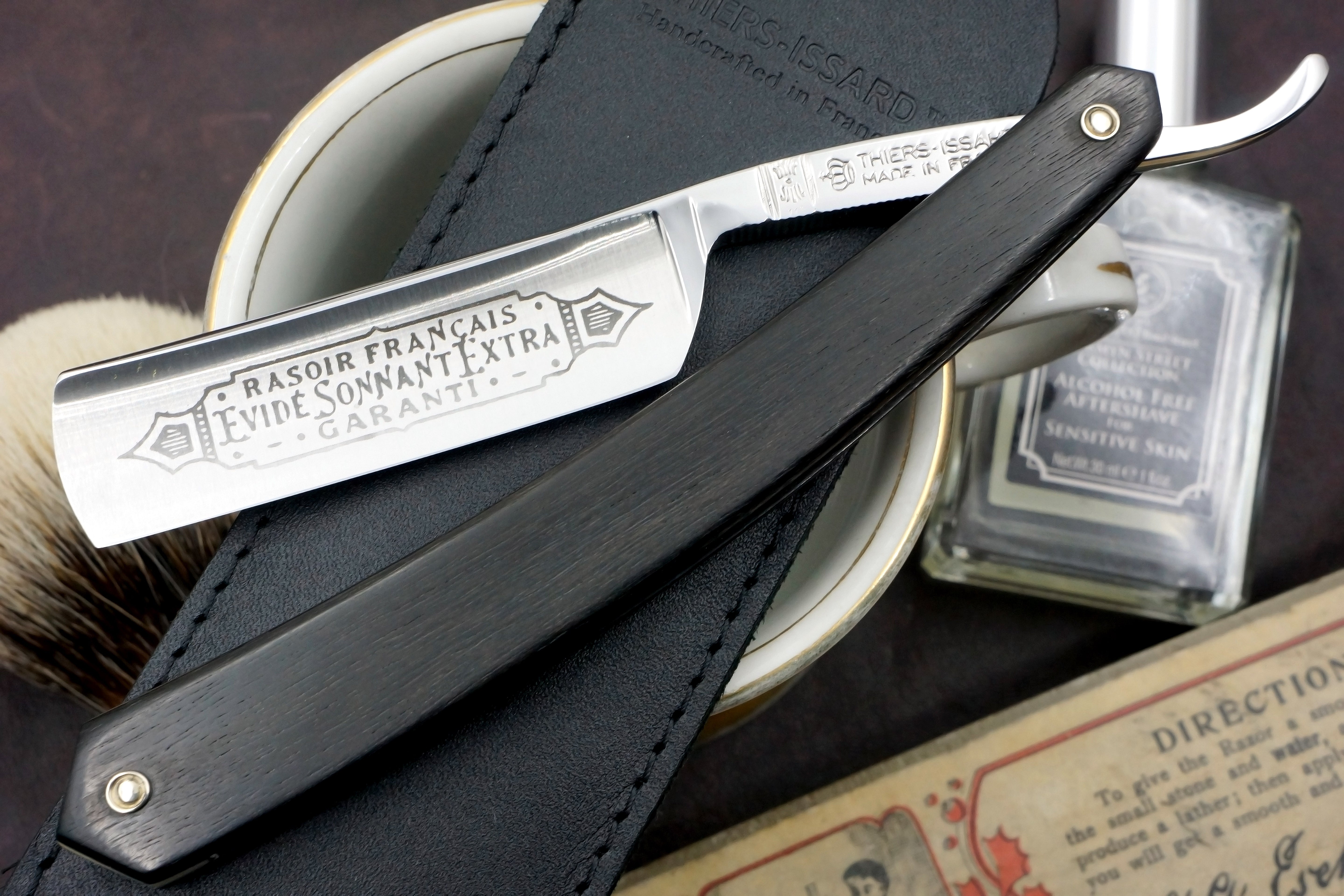 Thiers Issard "Evide Sonnant" 6/8 Full Hollow Blade Ebony Scales - Preowned French Straight Razor - Shave Ready