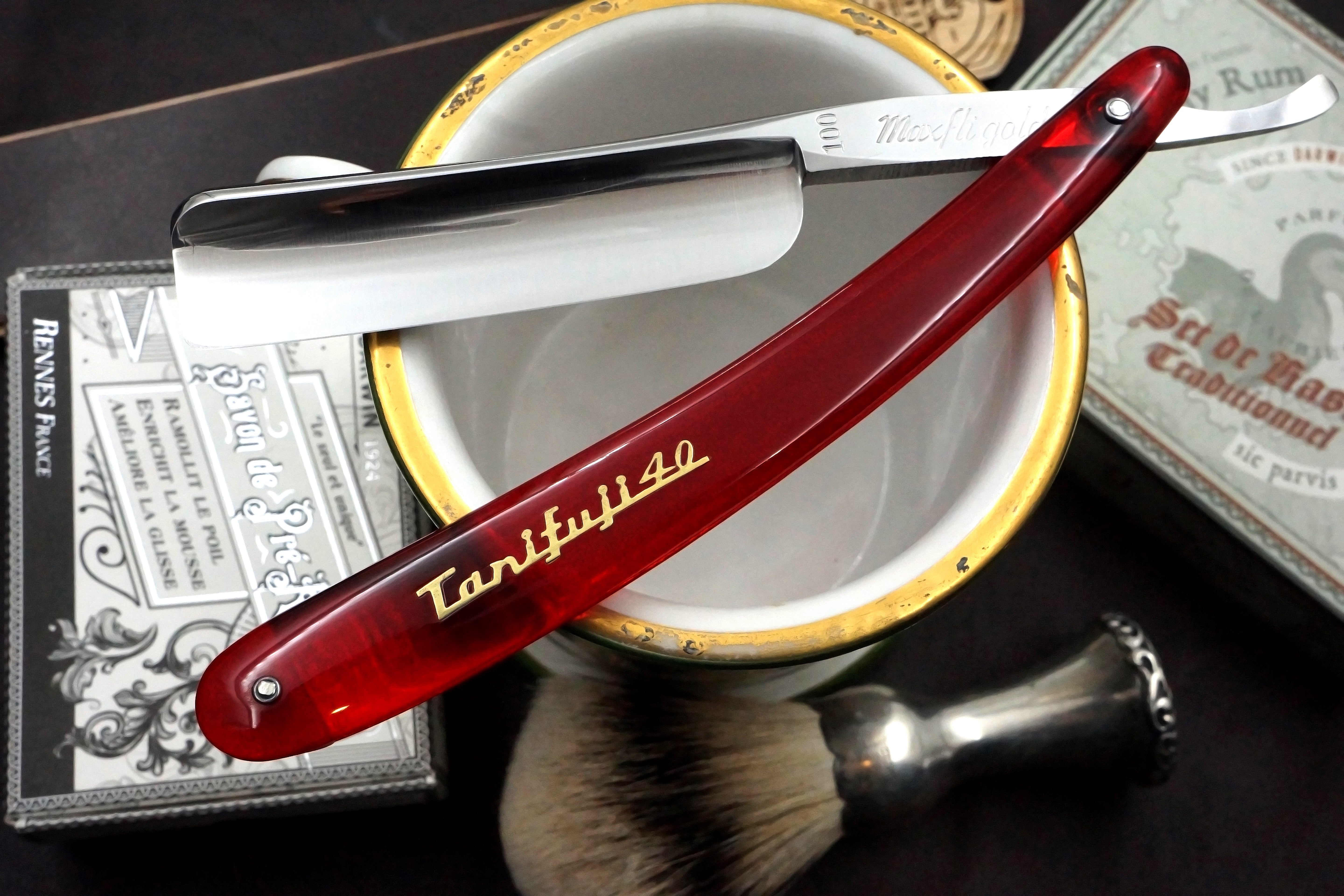 Tanifuji MaxFliGold 100 - Gorgeous Scales - 13/16  Like New Full Hollow Vintage Japanese Straight Razor - Shave Ready