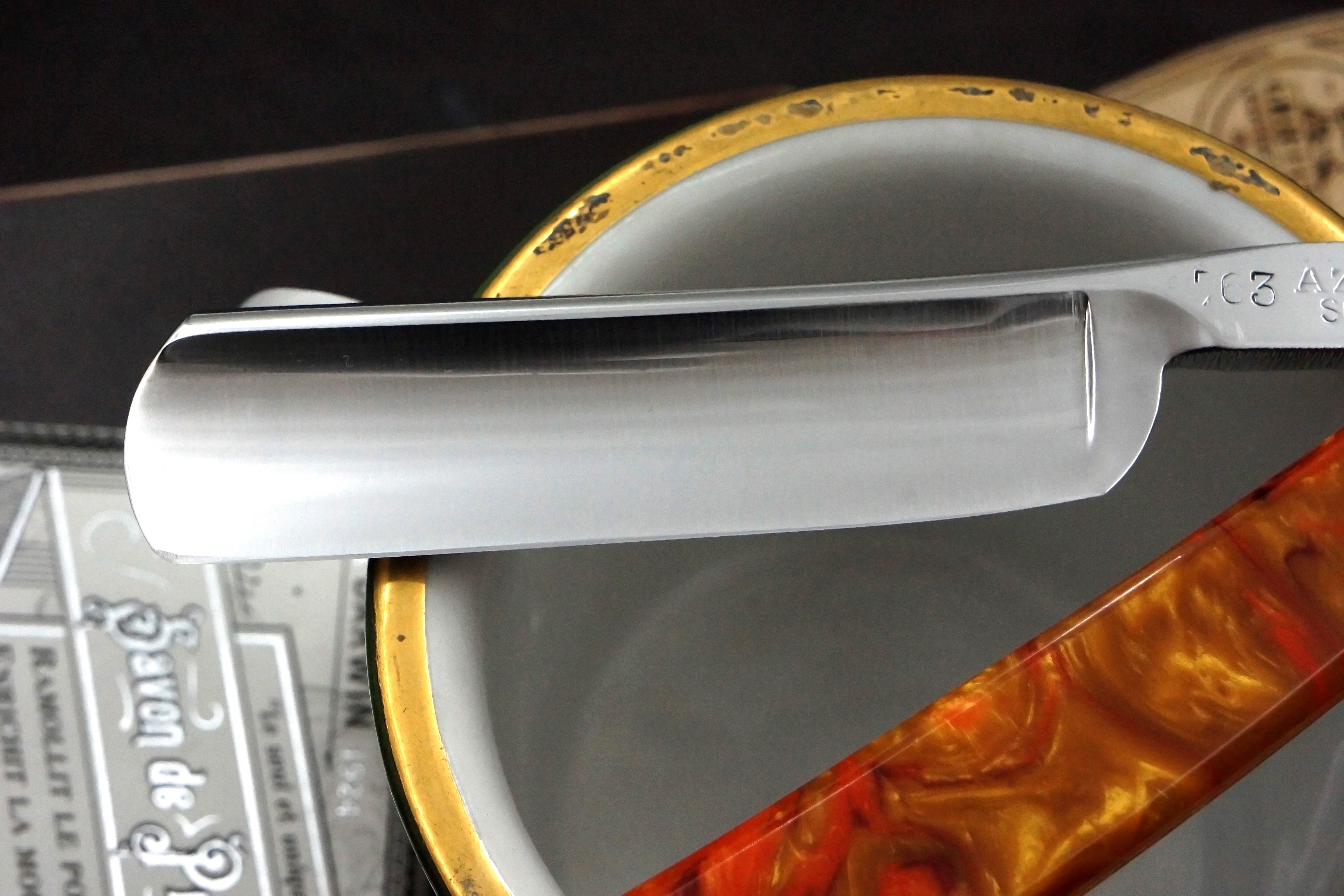 Azzaria 13/16 Full Hollow Blade Custom Scales - Solingen Vintage Straight Razor - Shave Ready