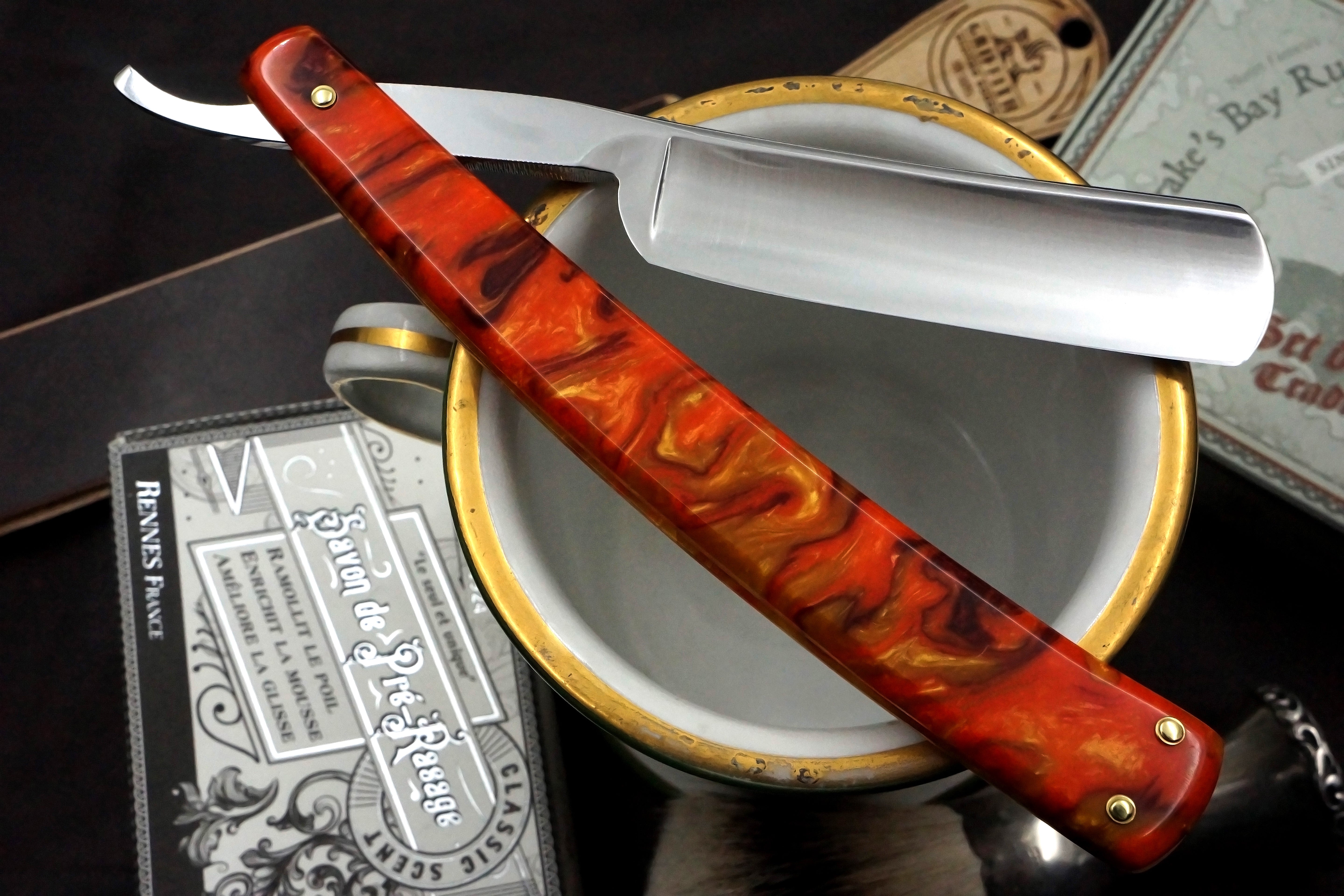 Azzaria 13/16 Full Hollow Blade Custom Scales - Solingen Vintage Straight Razor - Shave Ready