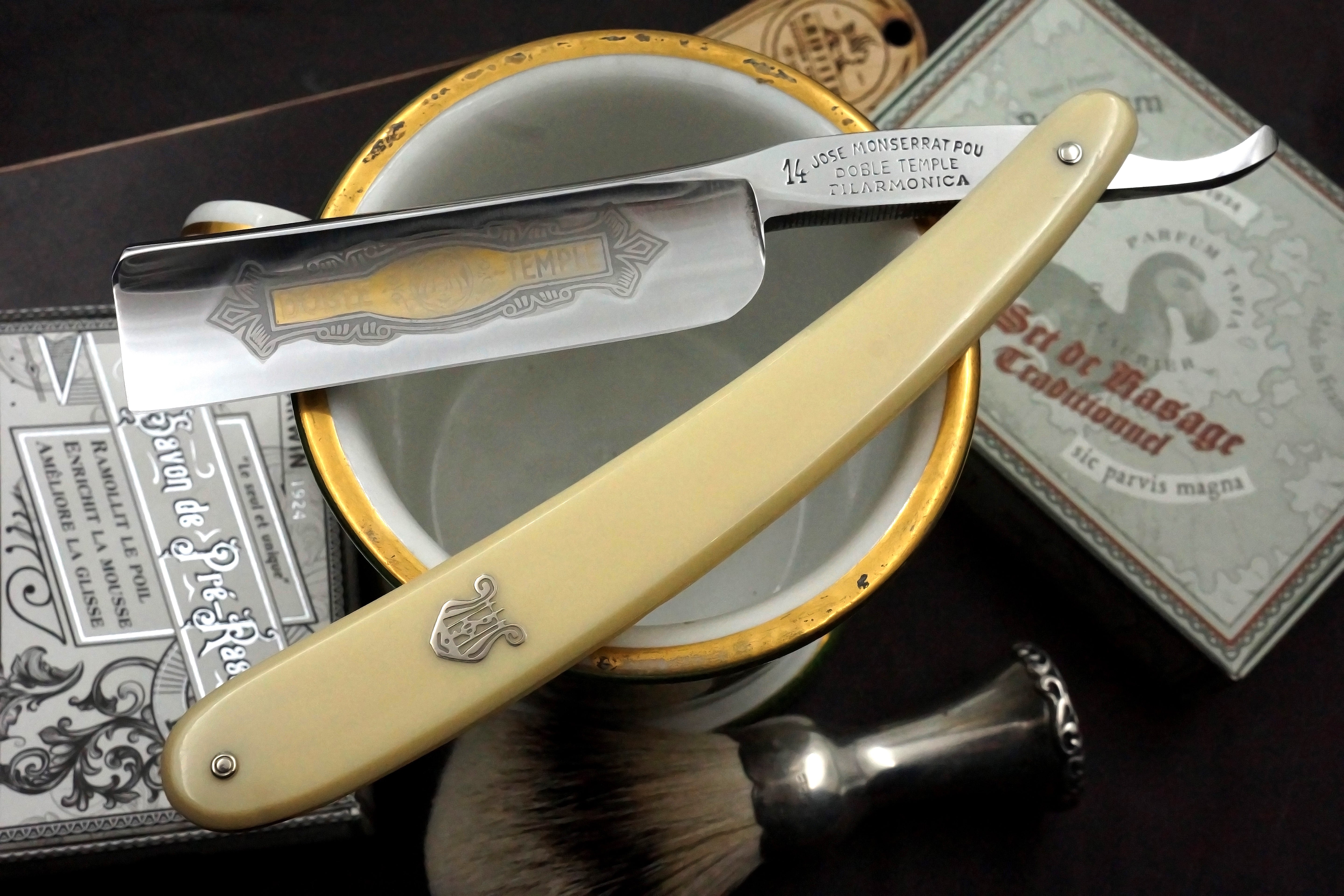 Filarmonica JMP Doble Temple 2nd Gen. 7/8 Full Hollow Blade - Excellent Restored Vintage Spanish Straight Razor - Shave Ready