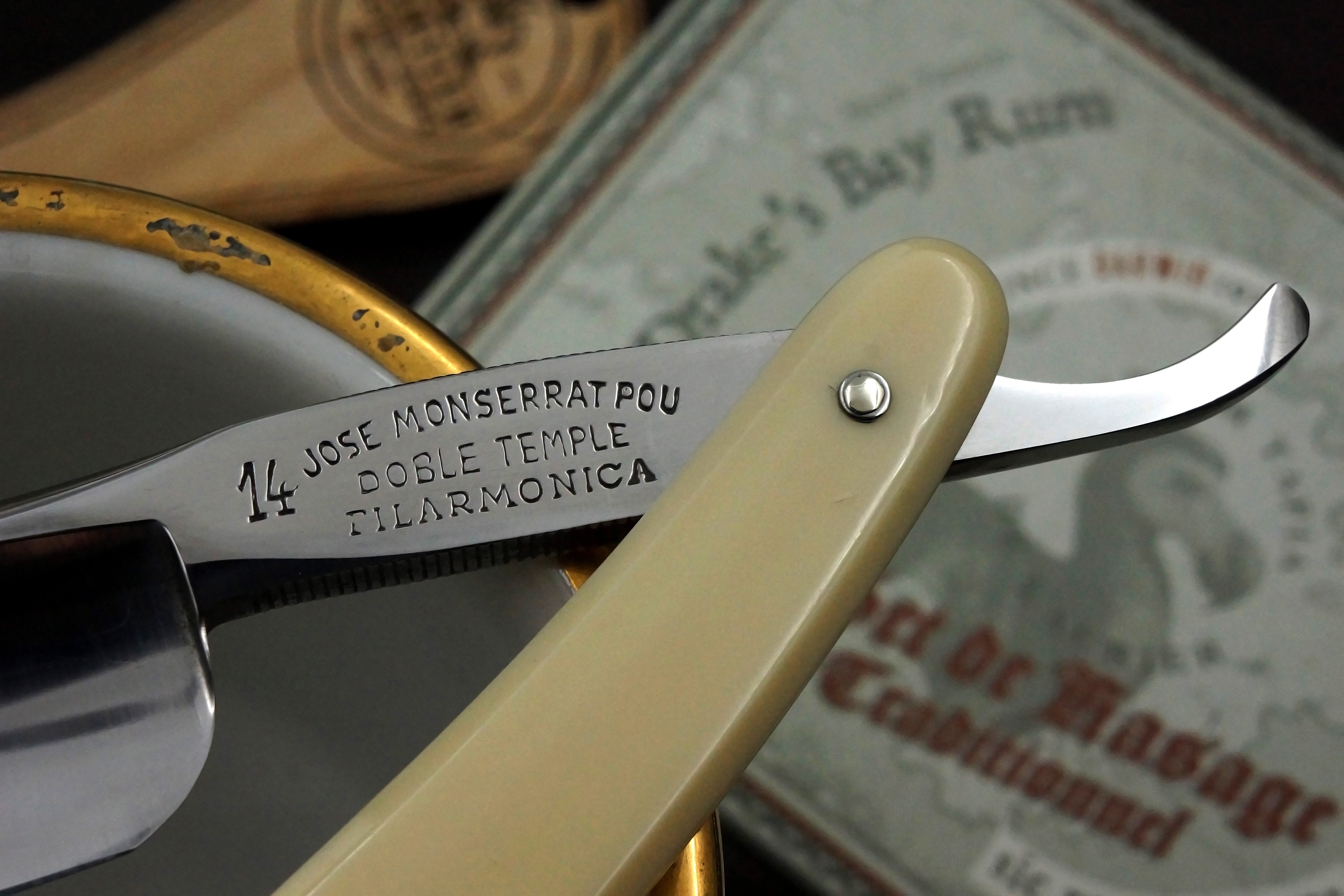 Filarmonica JMP Doble Temple 2nd Gen. 7/8 Full Hollow Blade - Excellent Restored Vintage Spanish Straight Razor - Shave Ready