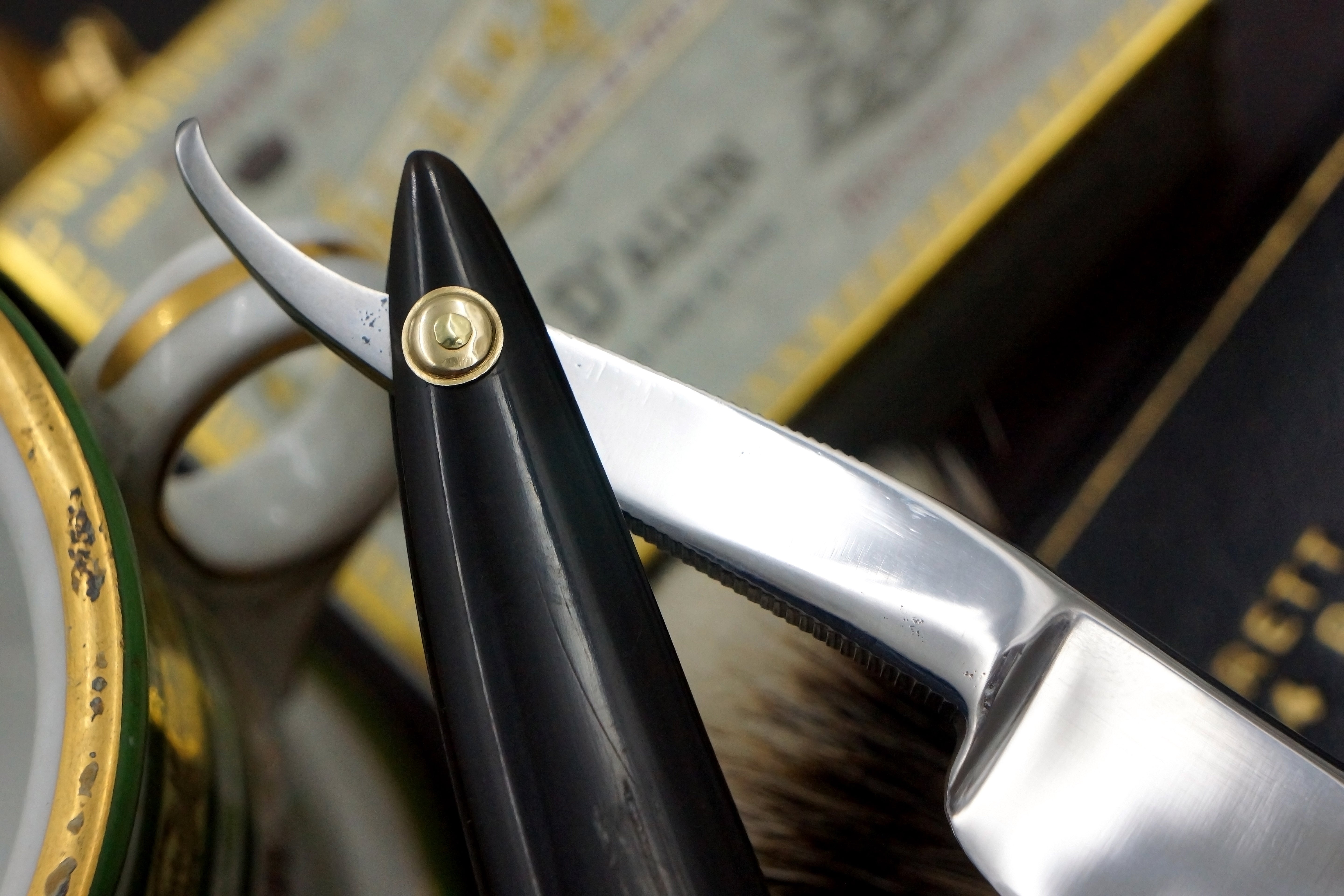 Wade & Butcher 13/16" Blade with New Horn Scales - Restored Sheffield Straight Razor - Shave Ready