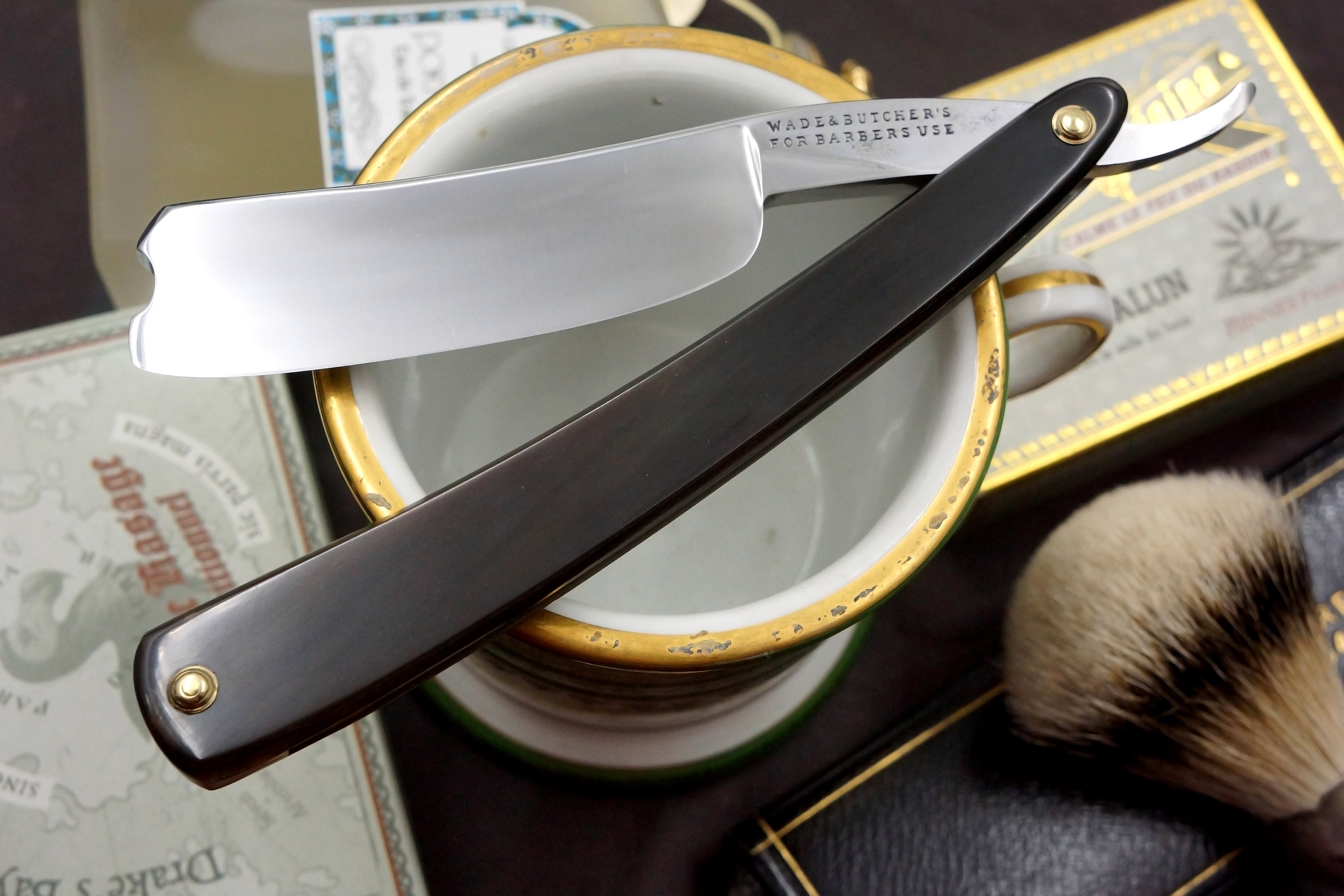 Wade & Butcher "For Barbers Use" - 1" Blade with New Horn Scales - Restored Sheffield Straight Razor - Shave Ready