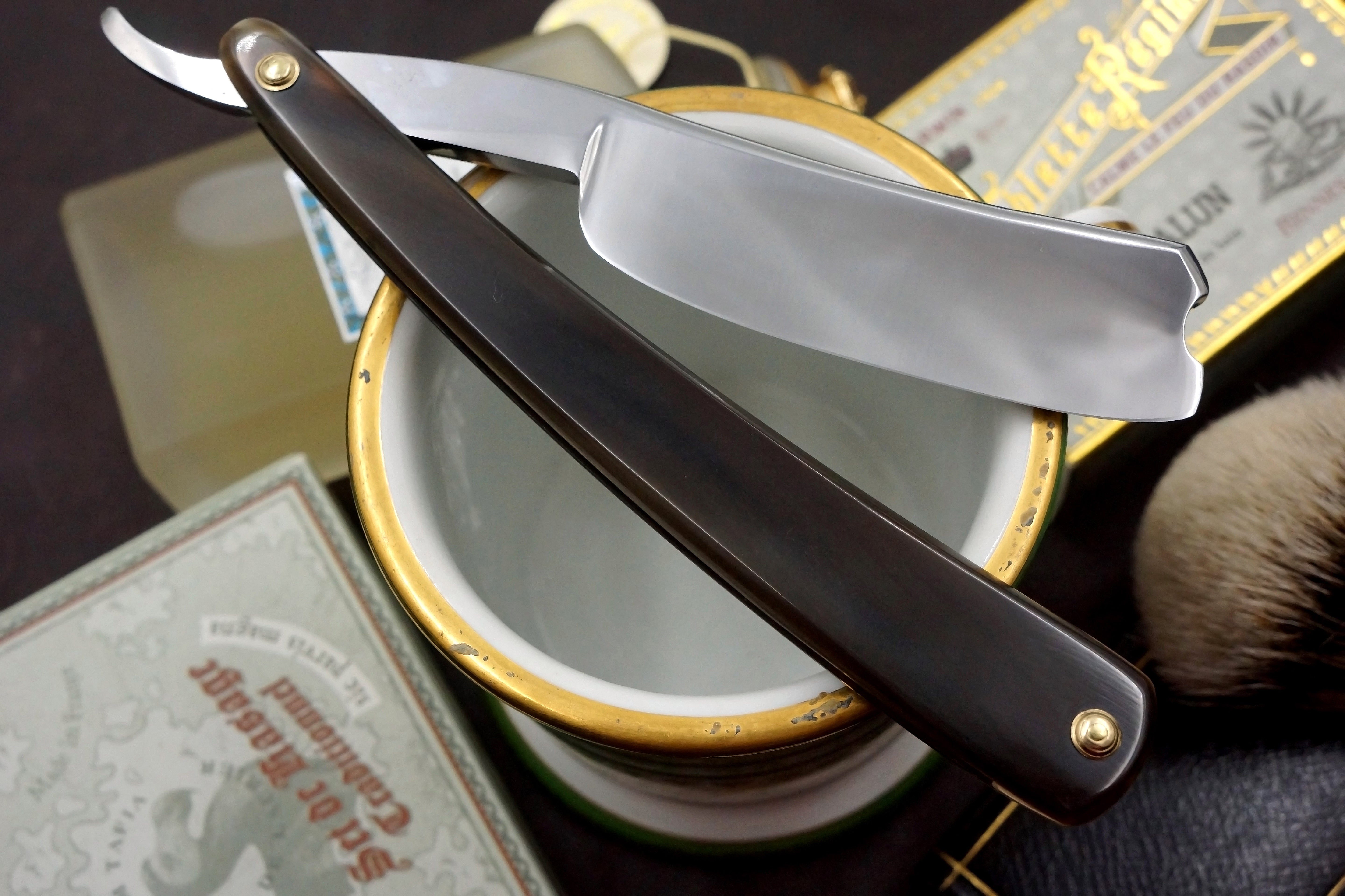 Wade & Butcher "For Barbers Use" - 1" Blade with New Horn Scales - Restored Sheffield Straight Razor - Shave Ready