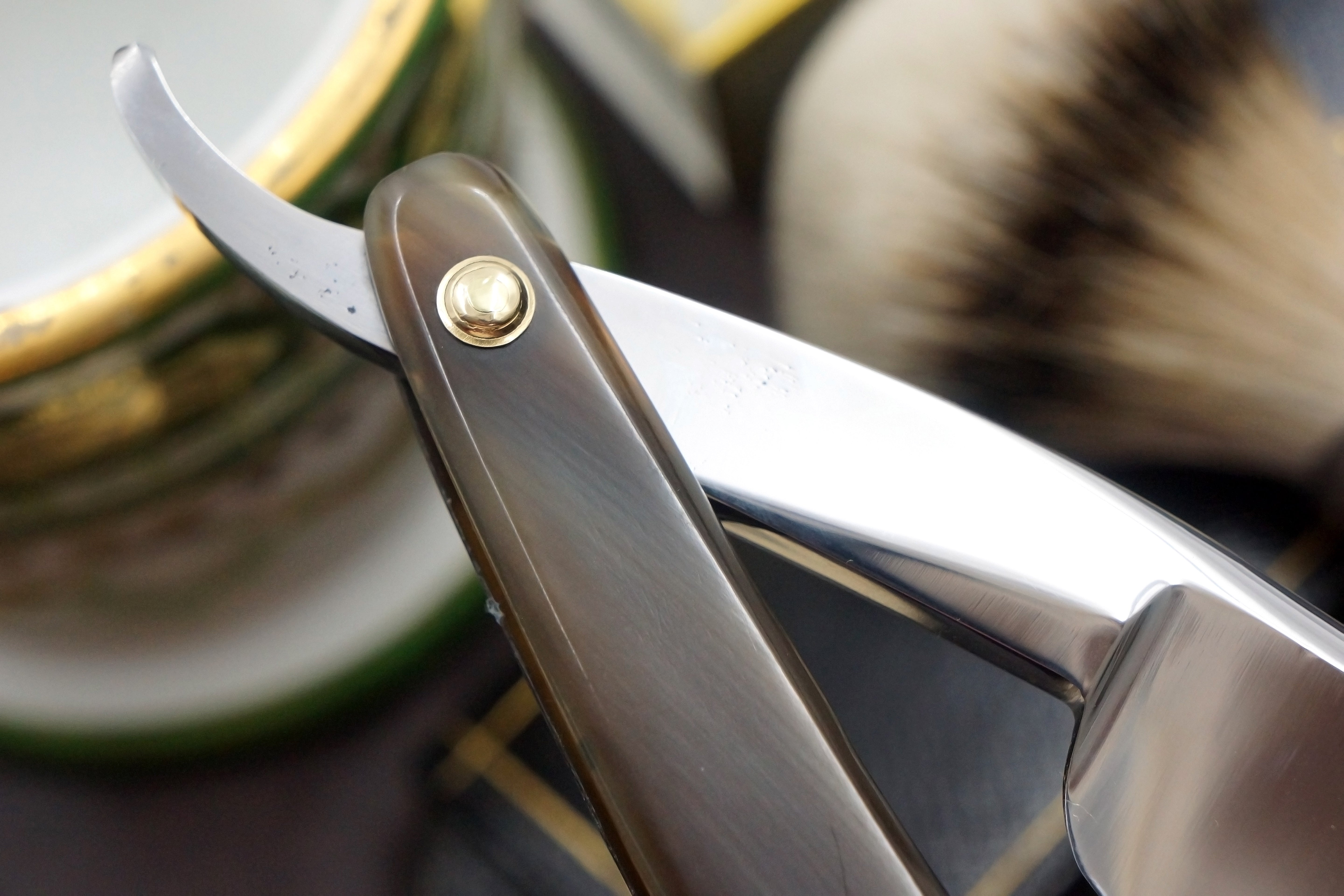 Wade & Butcher "For Barbers Use" - 1" Blade with New Horn Scales - Restored Sheffield Straight Razor - Shave Ready