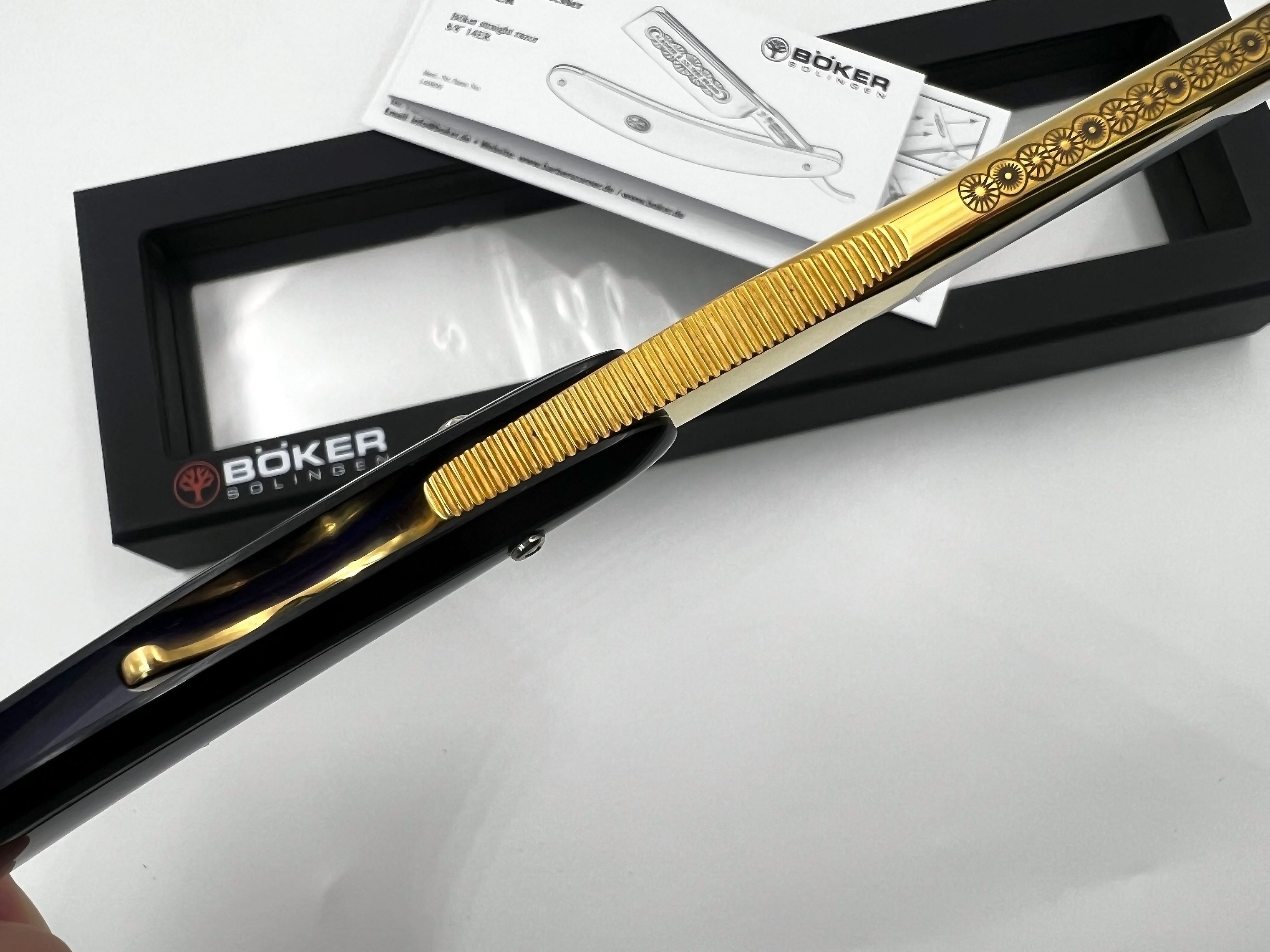 Boker 14er 8/8 Singing Full Hollow Blade with Acrylic Scales Full Hollow Solingen Straight Razor