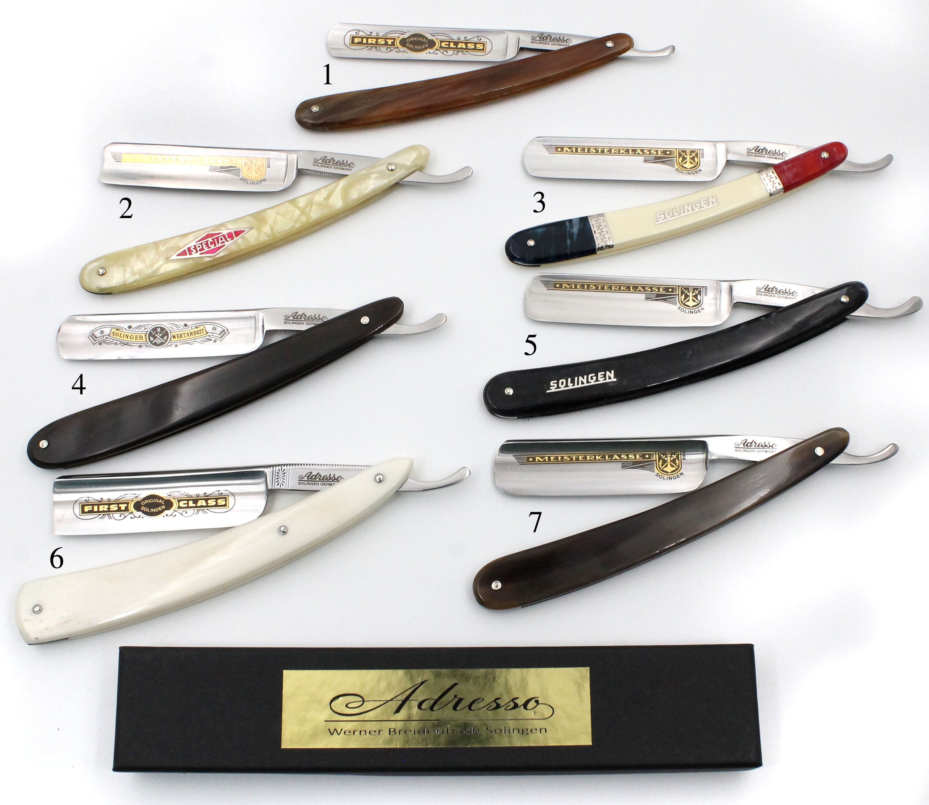 Addresso Razors by Werner Breidenbach - New 4/8-6/8 Straight Razors - CHOOSE YOUR RAZOR