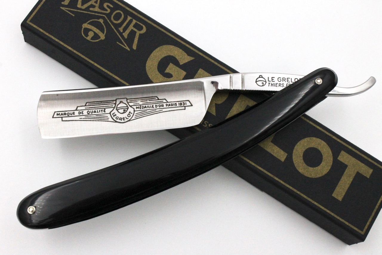 Le Grelot "Medaille d'or Paris 1931" by Thiers Issard 6/8 Black Scales - Full Hollow Ground Straight Razor