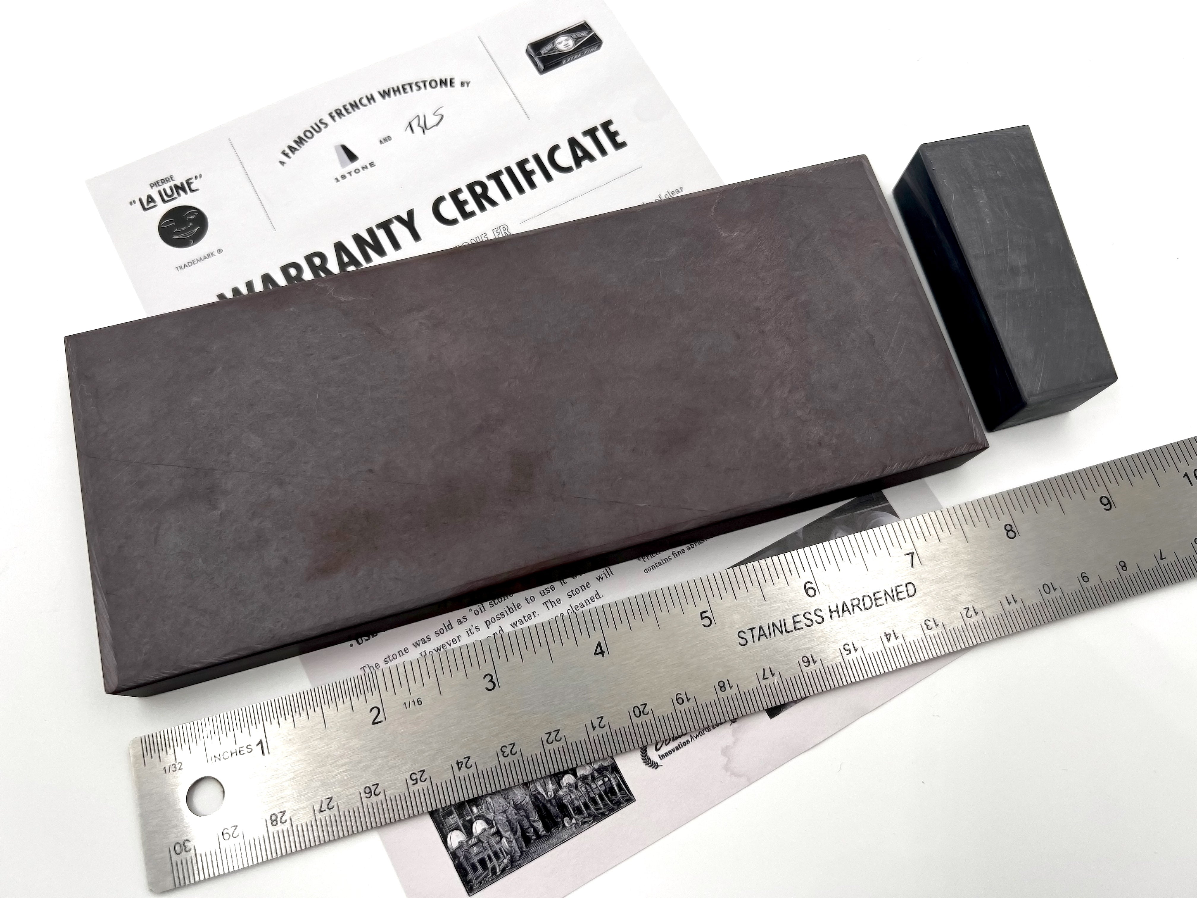 Pierre "La Lune" - 200x80mm (8x3") EXCLUSIVE SIZE - French Fine Finishing Razor Hone Sharpening Stone with Slurry Stone