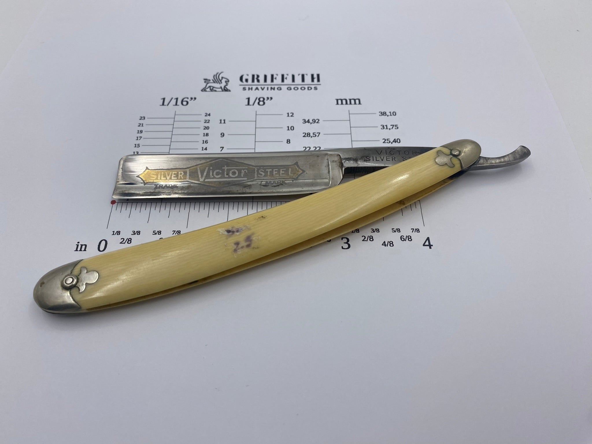 Vintage Victor Silver Steel English Straight Razor for Restoration