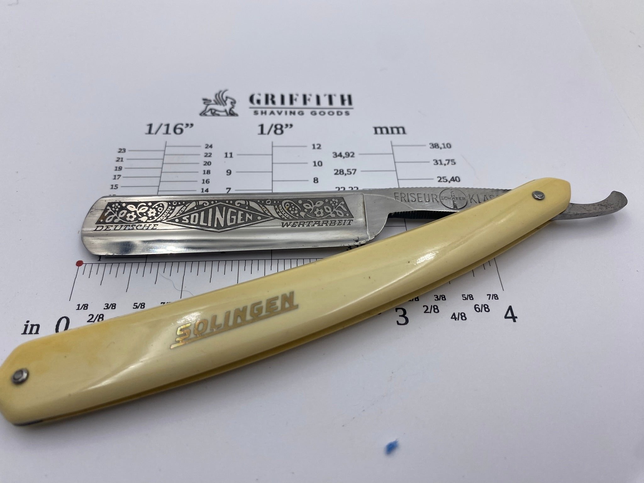 Vintage Schafer Fancy Etch German Straight Razor for Restoration