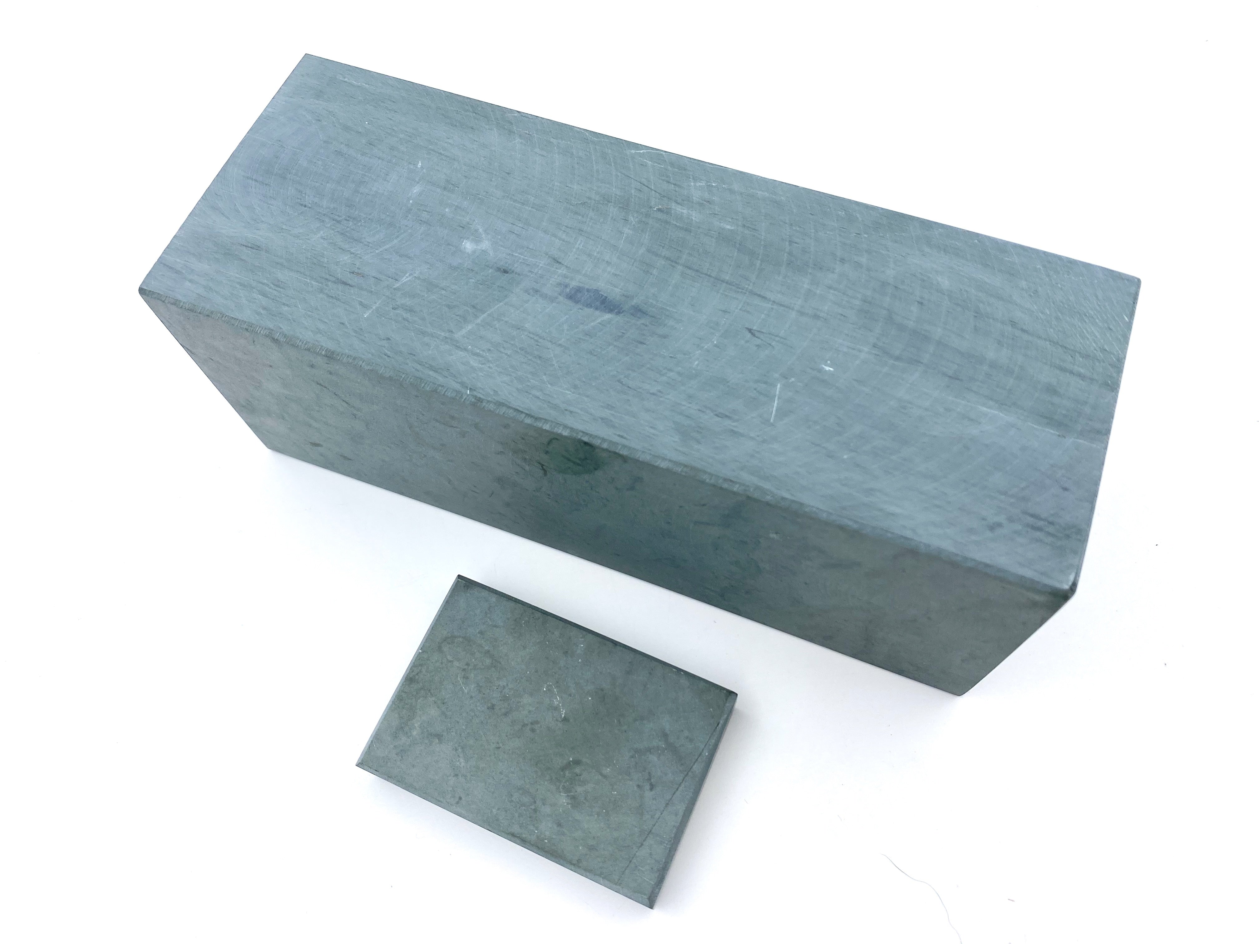 Vermont Green Slate Whetstone 8x3x3in. with Slurry Stone - Very Fine Water Razor Knife Hone Sharpening Stone - Finisher