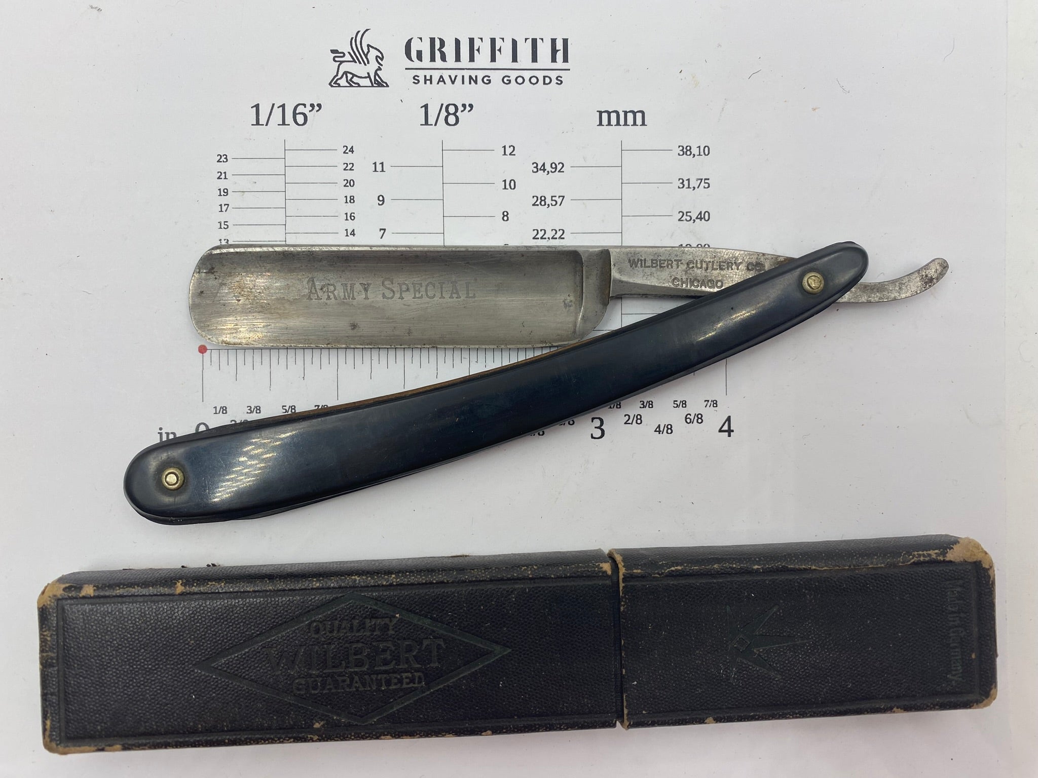 Vintage Wilbert Cutlery Co. Etched "Army Special" Straight Razor for Restoration