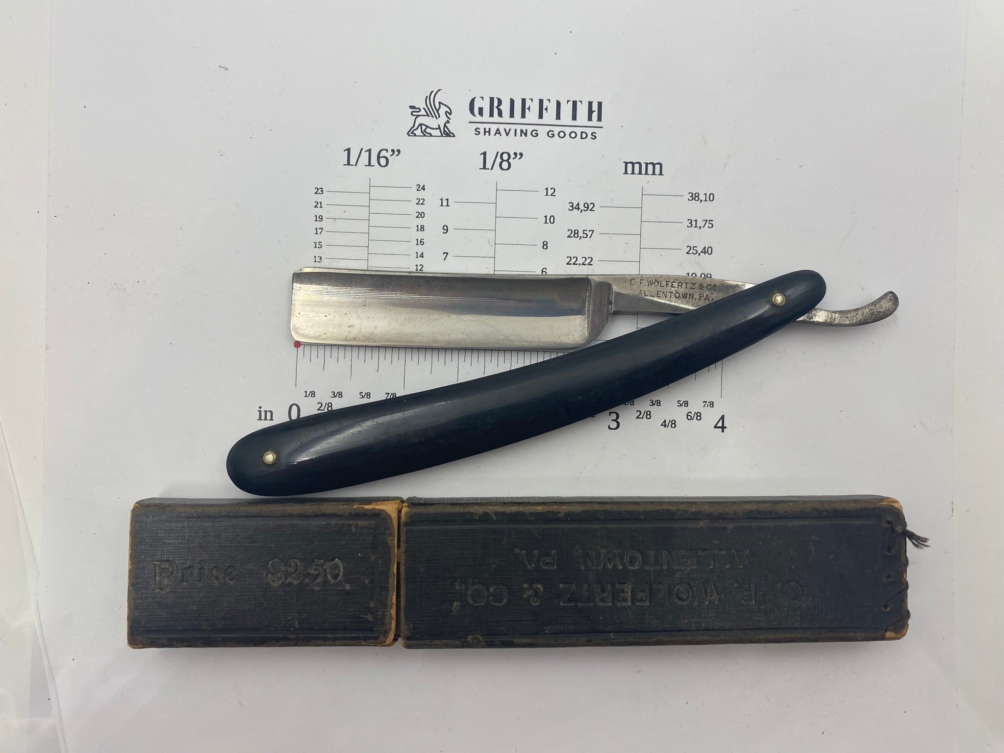 Vintage Wolfertz Allentown American Straight Razor for Restoration