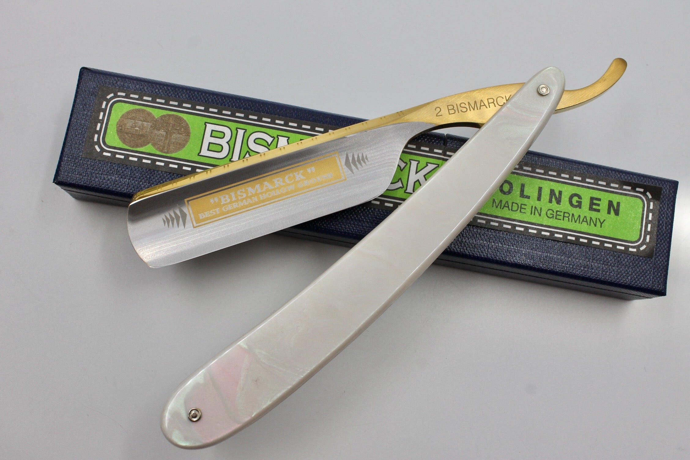 Dovo "Bismarck" 6/8 Pearl Acrylic Handle Full Hollow Solingen Straight Razor