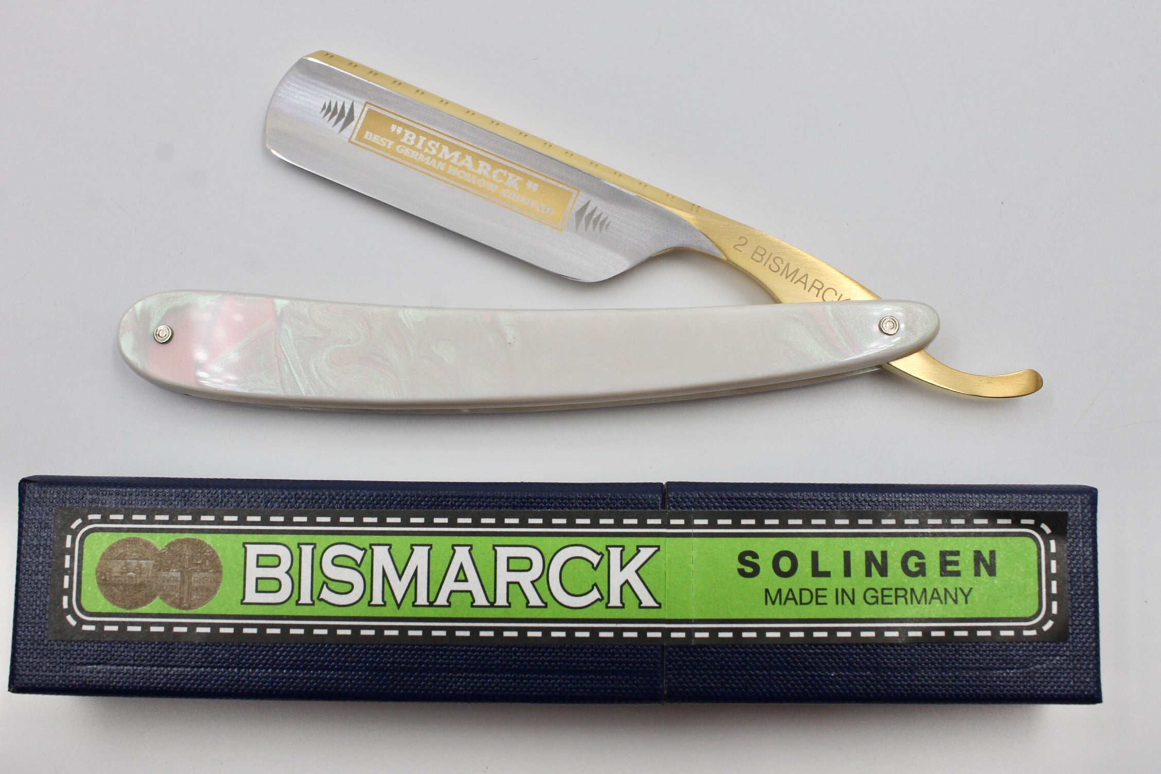 Dovo "Bismarck" 6/8 Pearl Acrylic Handle Full Hollow Solingen Straight Razor