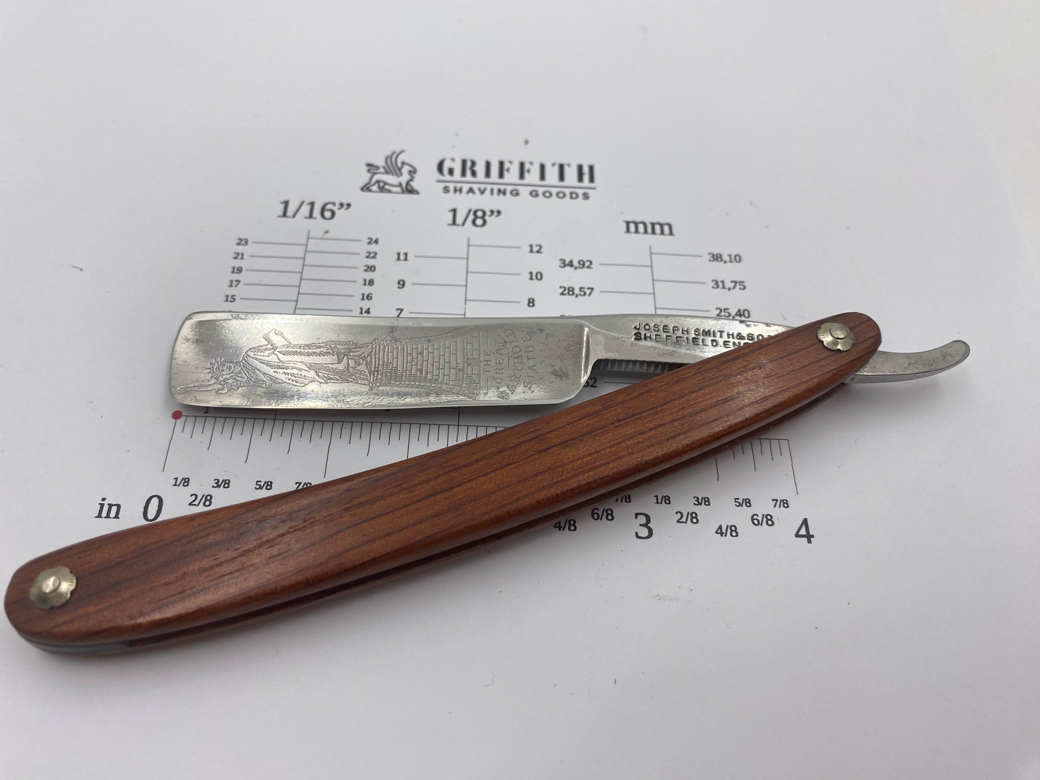 Vintage Joseph Smith & Sons Statue of Liberty Etch English Straight Razor for Restoration