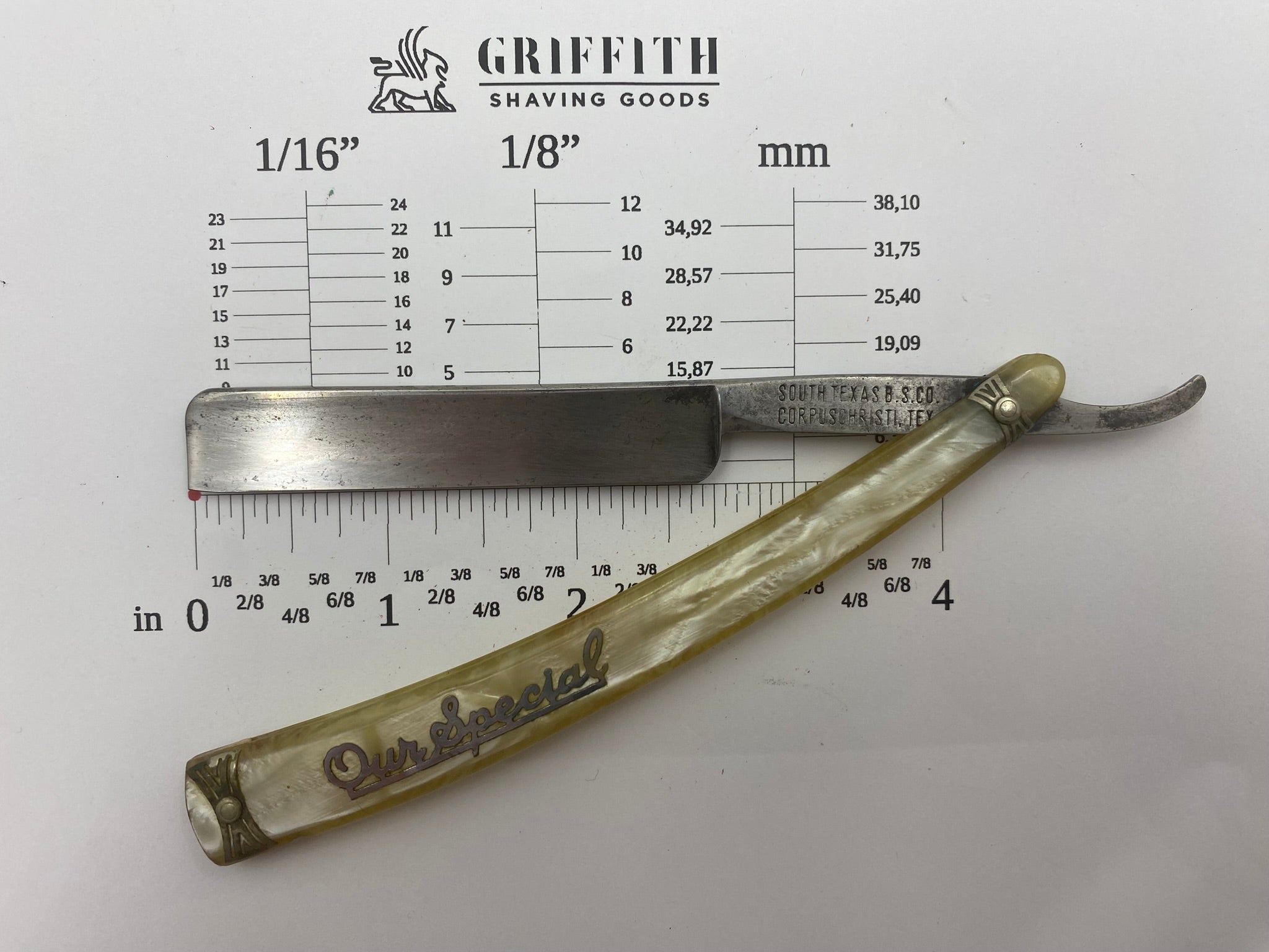 Vintage South Texas Barber Supply German-Made Straight Razor for Restoration