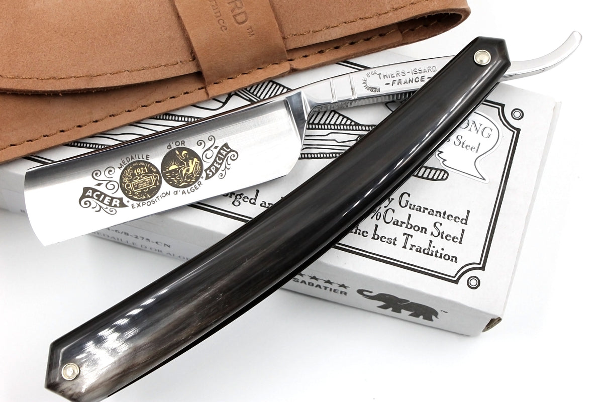 Le Grelot Medaille d'or Paris 1931 by Thiers Issard 6/8 Black Scales -  Full Hollow Ground Straight Razor