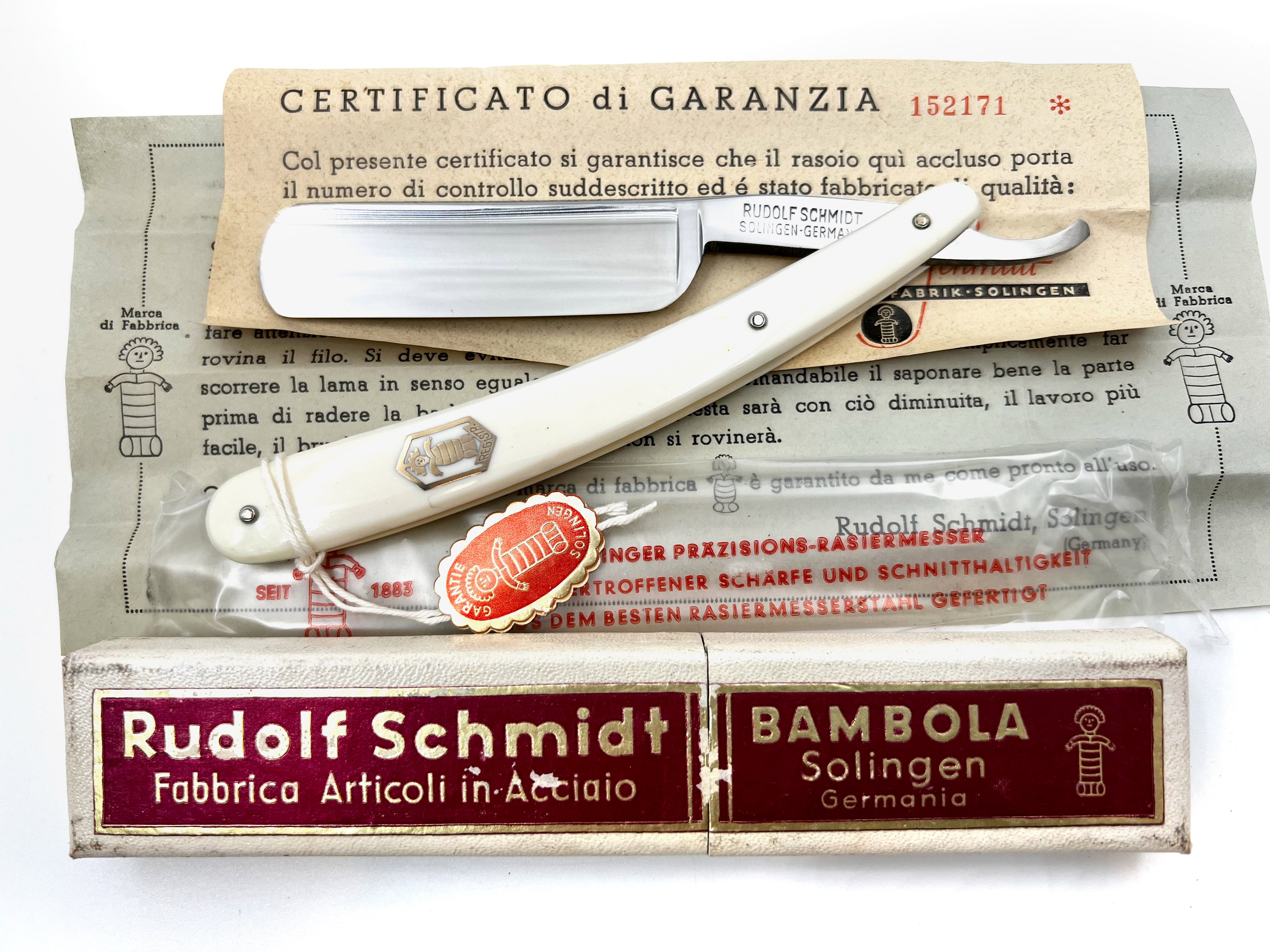 Rudolph Schmidt "Bambola" 192 - RARE NOS 6/8 Full Hollow Vintage Straight Razor