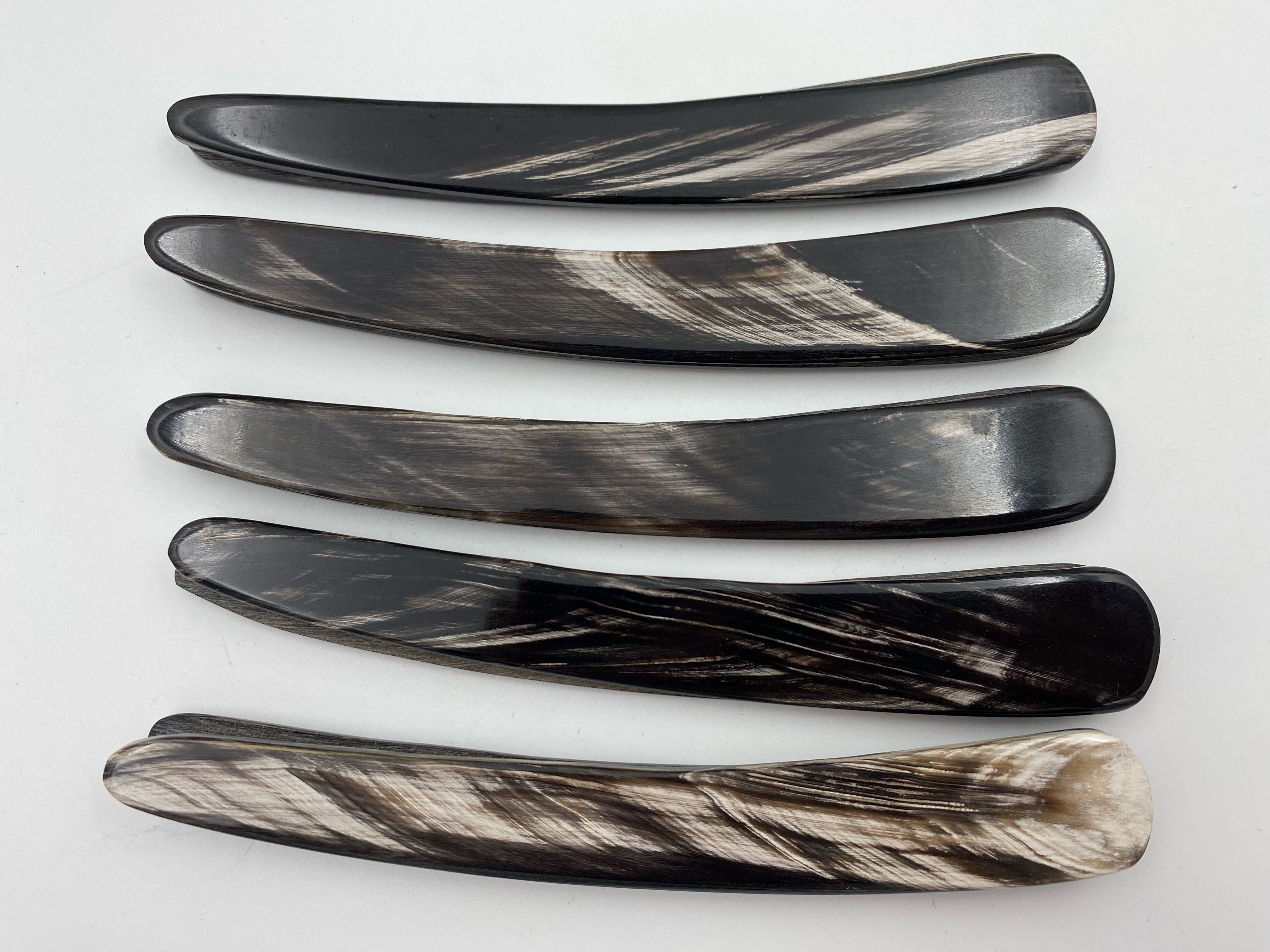 Straight Razor Scales for 7/8-8/8 Blades - Black with white streaks Buffalo Horn - One Pair/Set