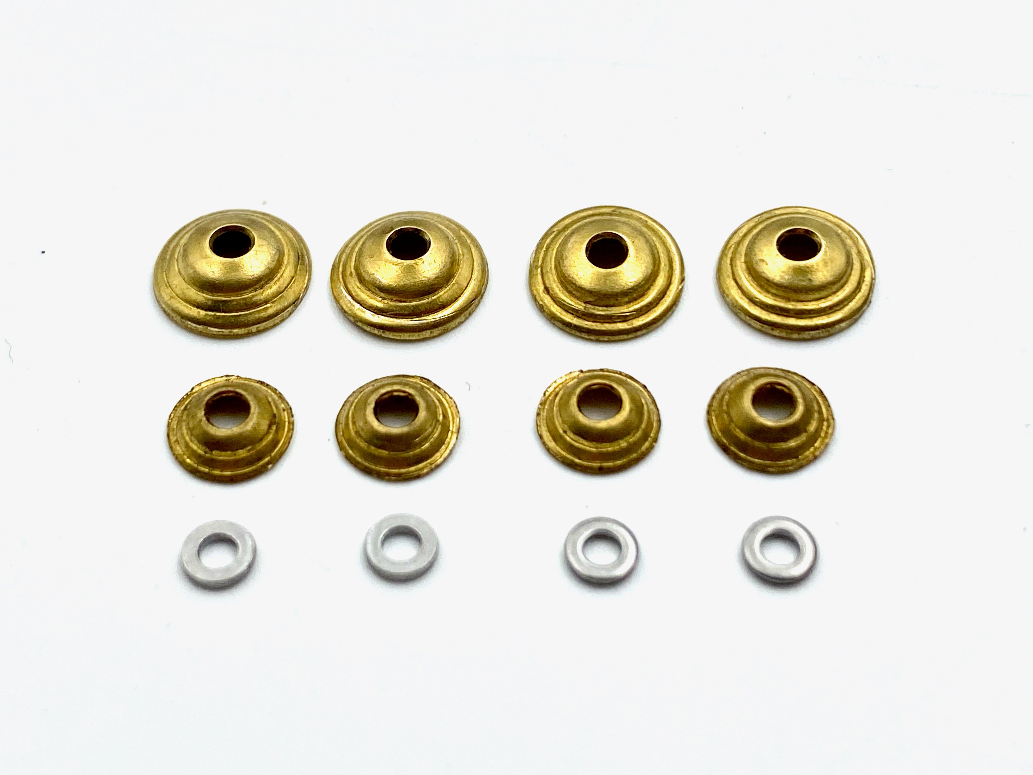 Straight Razor Pinning Washers - Original Extra Large "Beehive" Stacked Style Set of 4 - Brass