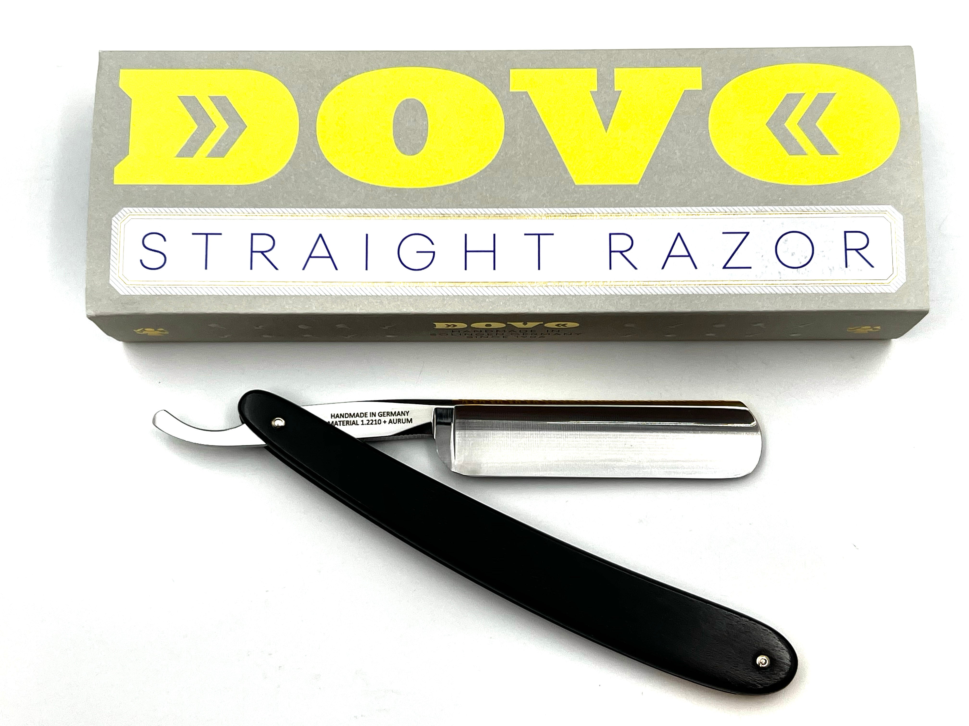 Rasoir droit Dovo « Prima Silver Steel » avec manche en bois d'ébène 5/8 Full Hollow Solingen