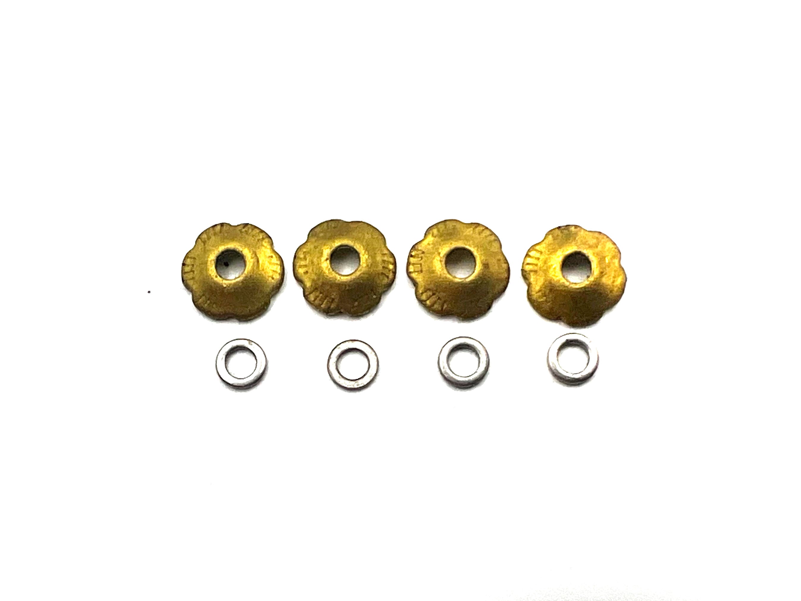 Straight Razor Pinning Washers - Original "Rosette" Flower Style Set of 4 - Brass