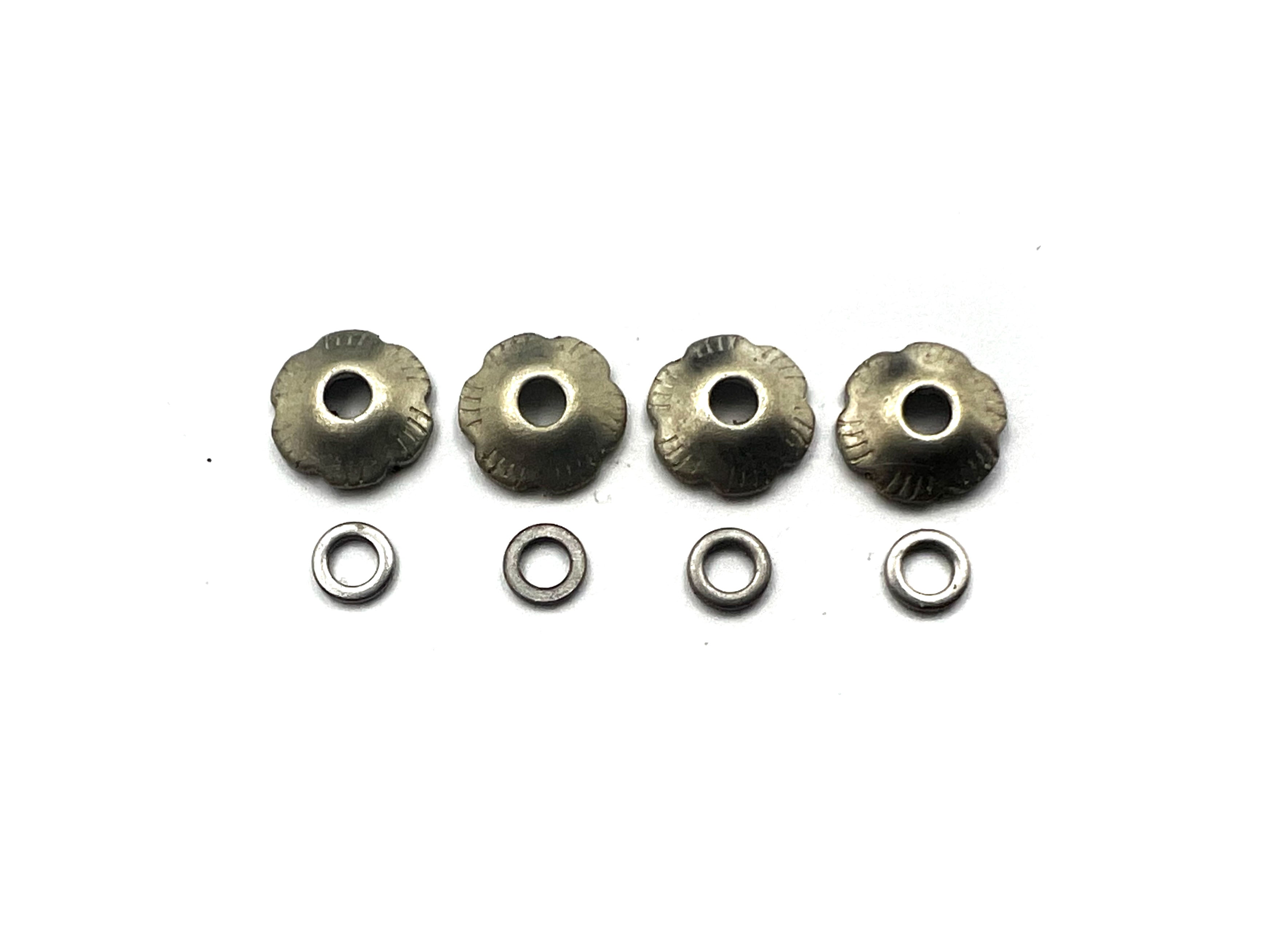 Straight Razor Pinning Washers - Original "Rosette" Flower Style Set of 4 - Nickel Silver