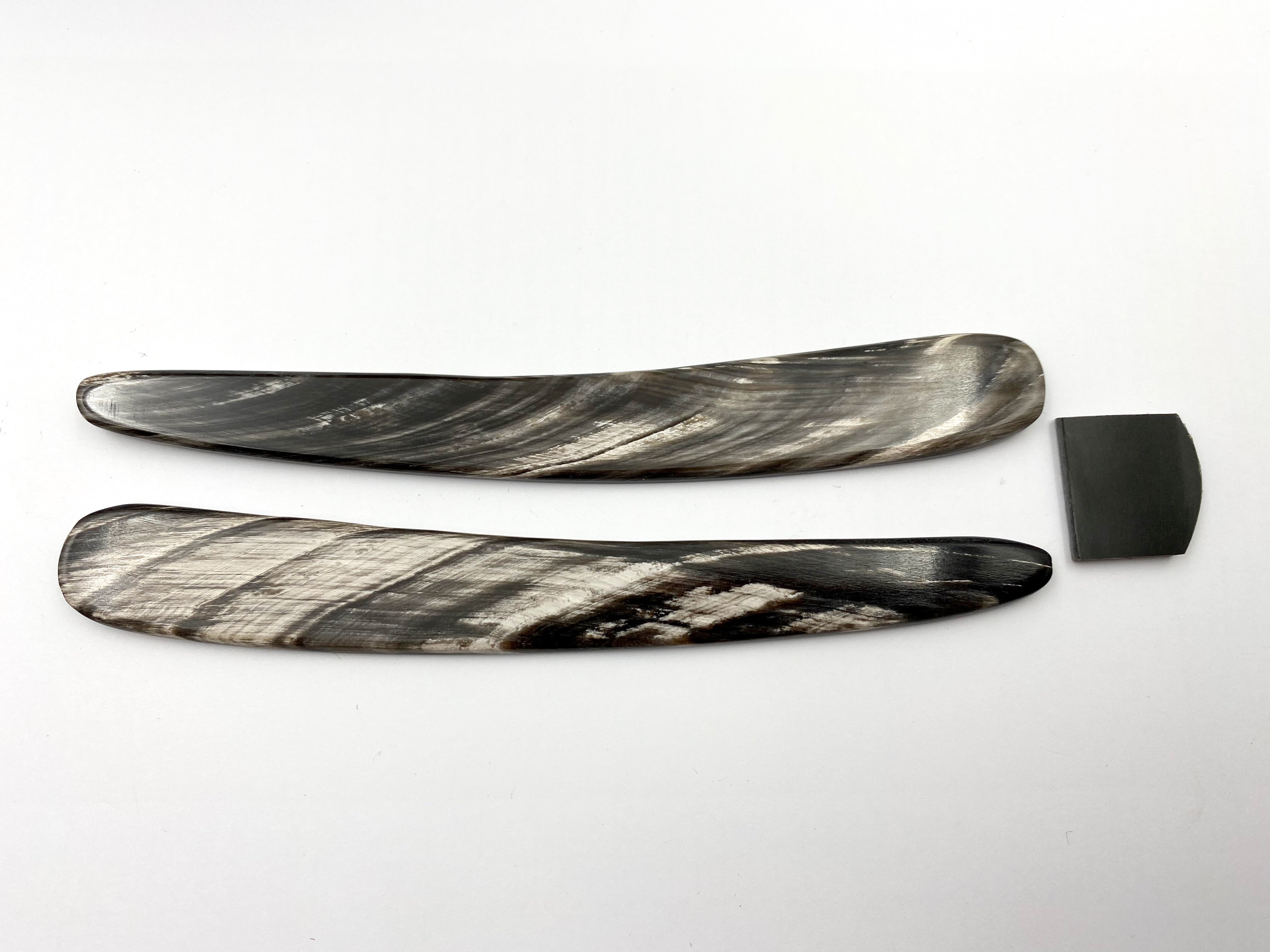 Straight Razor Scales for 5/8-6/8 blades - Black with white streaks Buffalo Horn - One Pair/Set