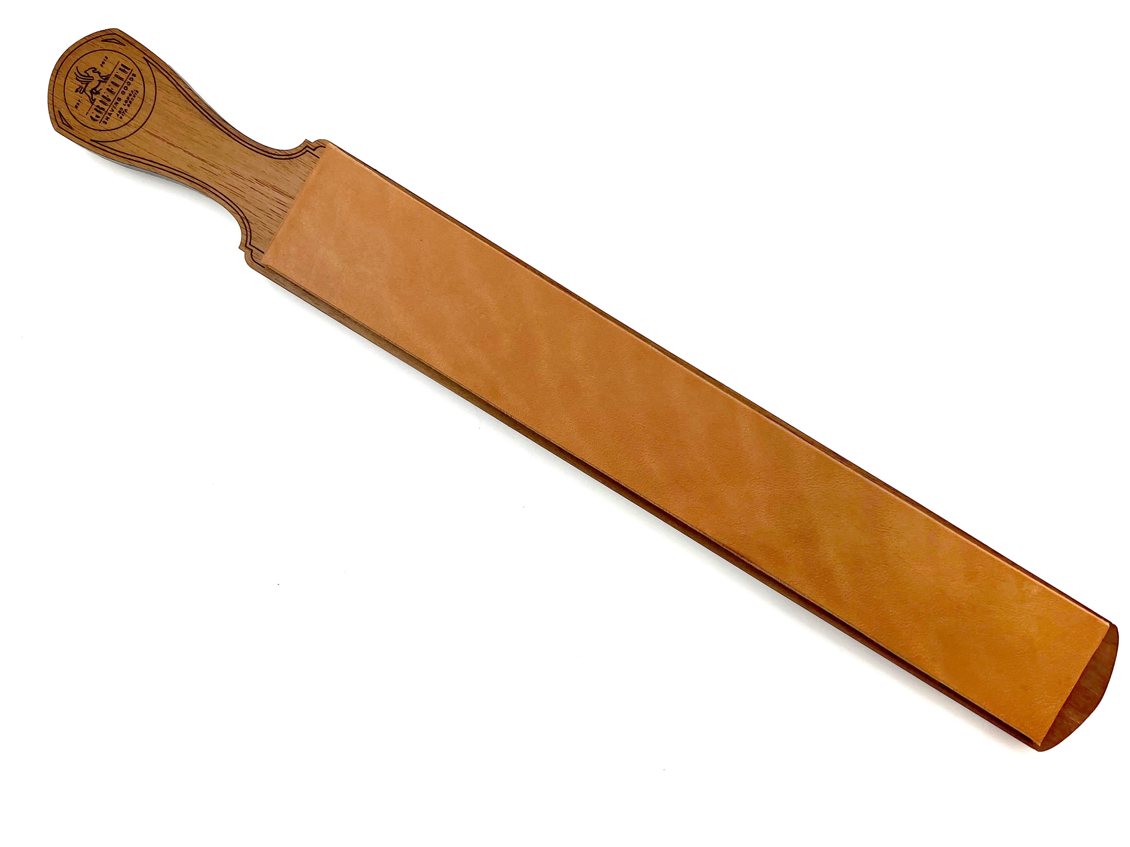 Griffith Shaving Goods Horsebutt Leather & Walnut Double Sided Paddle Strop - 10in. x 1.5" Stropping Area