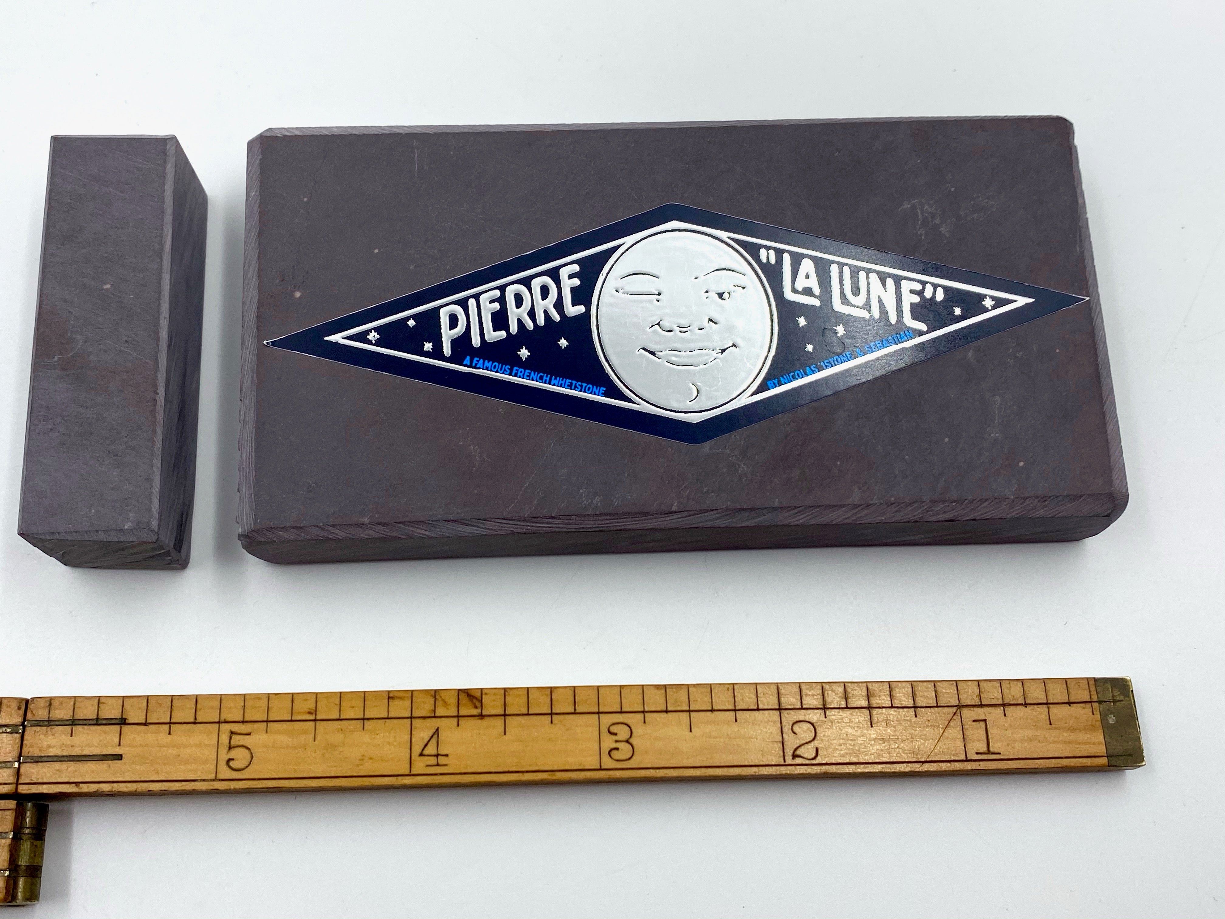 Pierre "La Lune" - 120x60mm (4.75x2.25") -French Fine Finishing Razor Hone Sharpening Stone with Slurry Stone