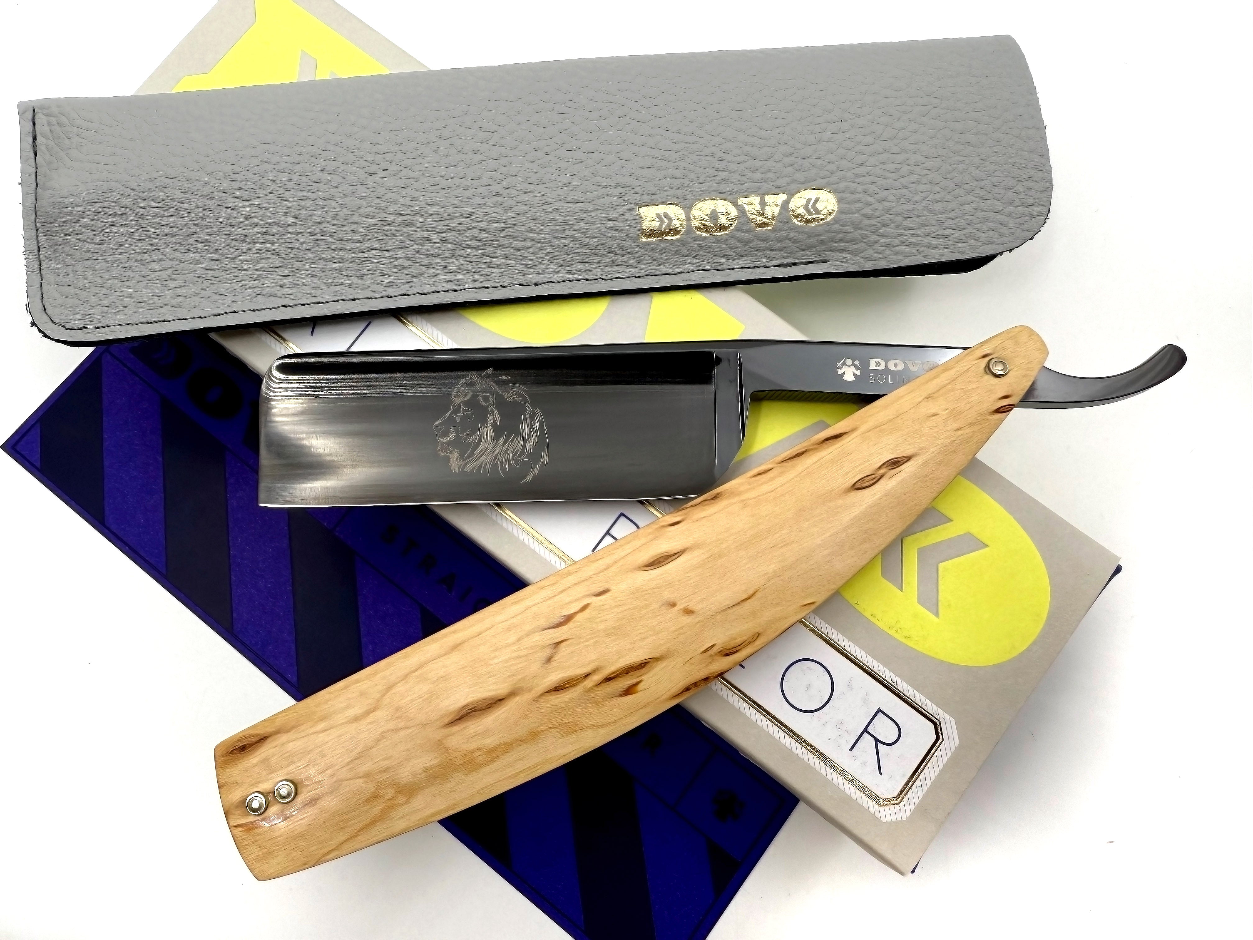 Dovo "Arena Savannah" 8/8 Black Blade with Birch Scales Full Hollow Solingen Straight Razor