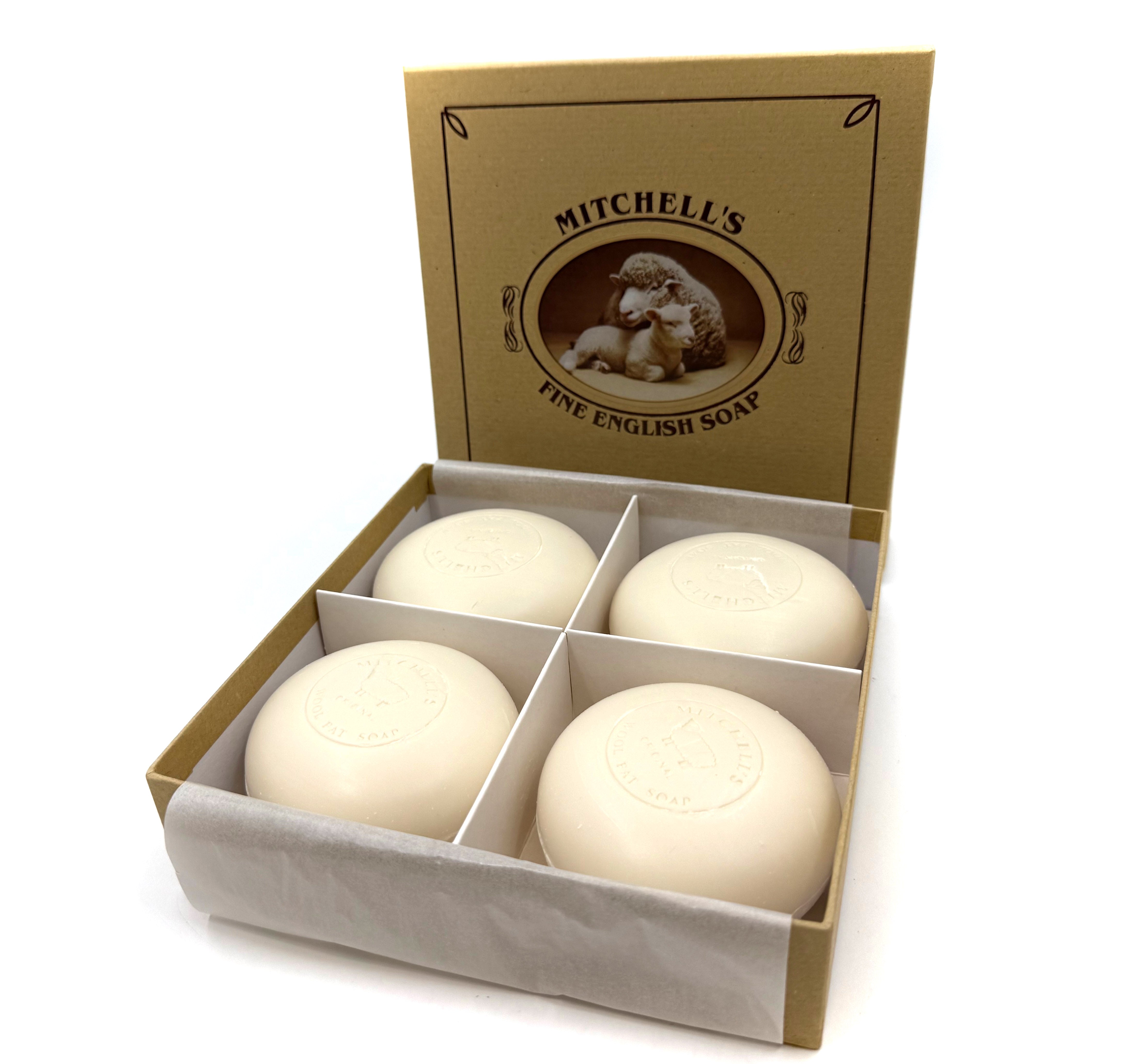 Mitchell's Wool Fat Luxury Finish Bath Soap Gift Set - 4x 5.29 oz (150 g)