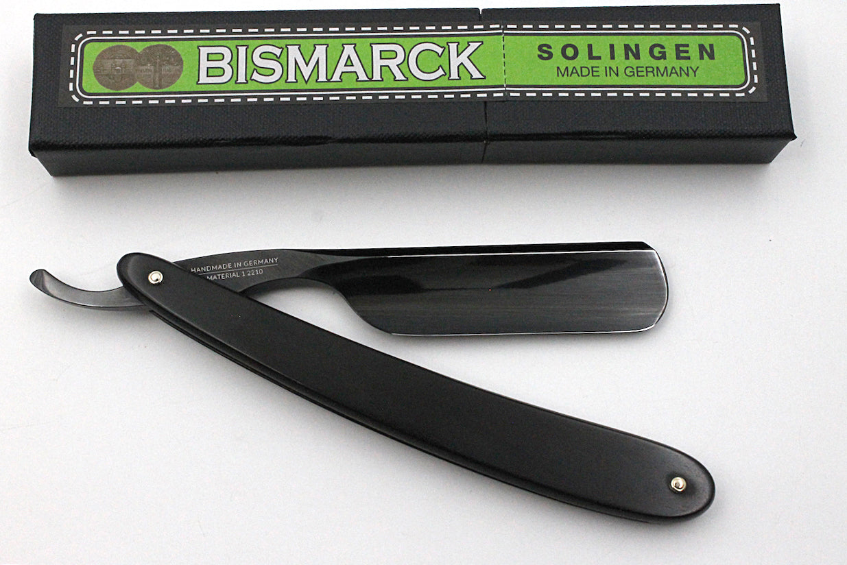 Dovo "Bismarck Ebony" 6/8 Black Blade with Ebony Handle Full Hollow Solingen Straight Razor